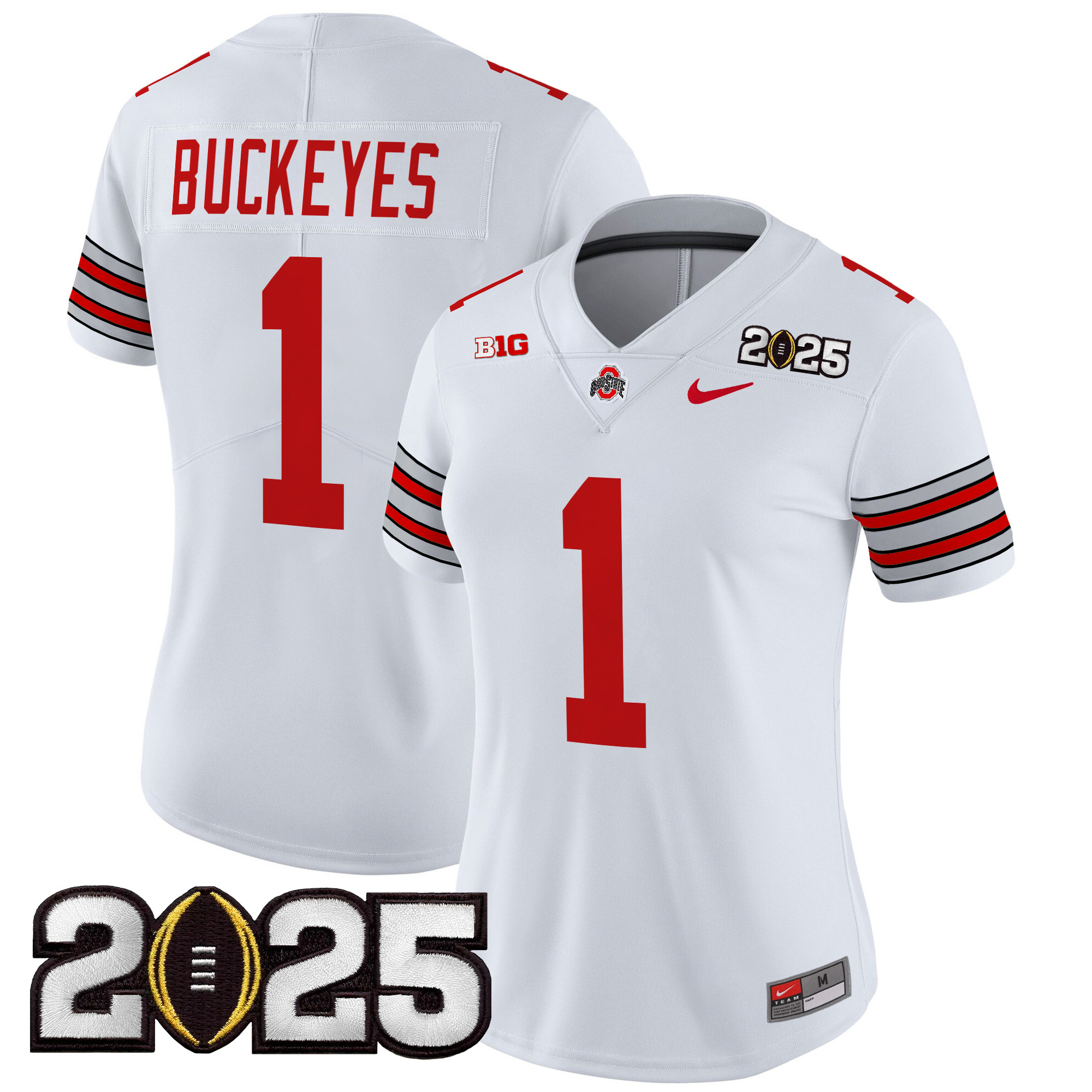 Women's Ohio State Buckeyes 'Heritage Stripe' 2025 CFP Final Patch Vapor Limited Jersey - All Stitched - Image 4