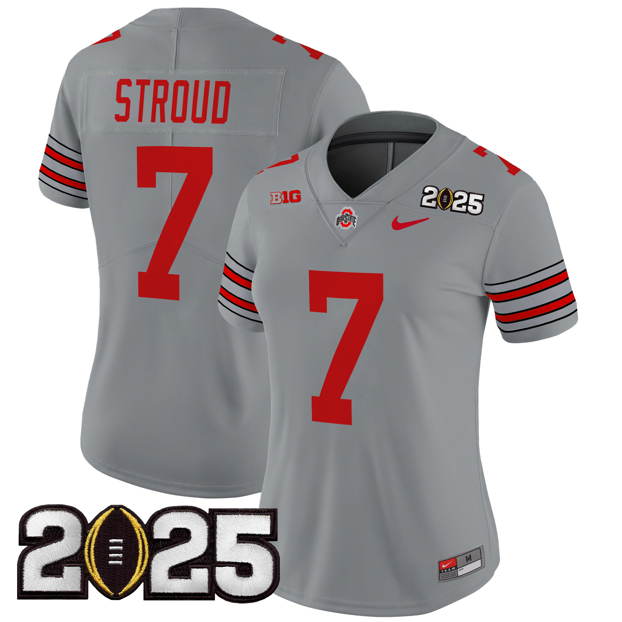 Women's Ohio State Buckeyes 'Heritage Stripe' 2025 CFP Final Patch Vapor Limited Jersey - All Stitched - Image 25