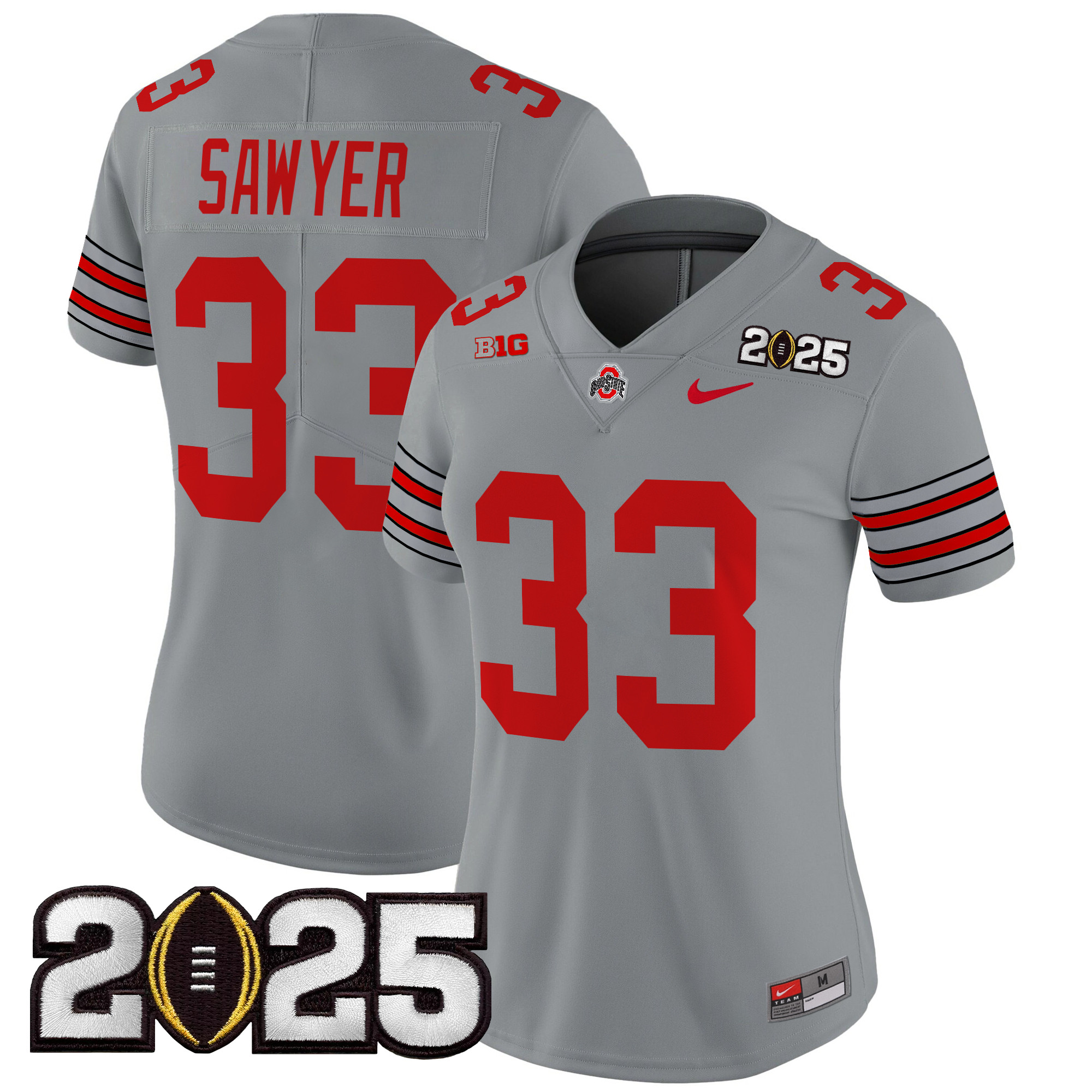 Women's Ohio State Buckeyes 'Heritage Stripe' 2025 CFP Final Patch Vapor Limited Jersey - All Stitched - Image 28