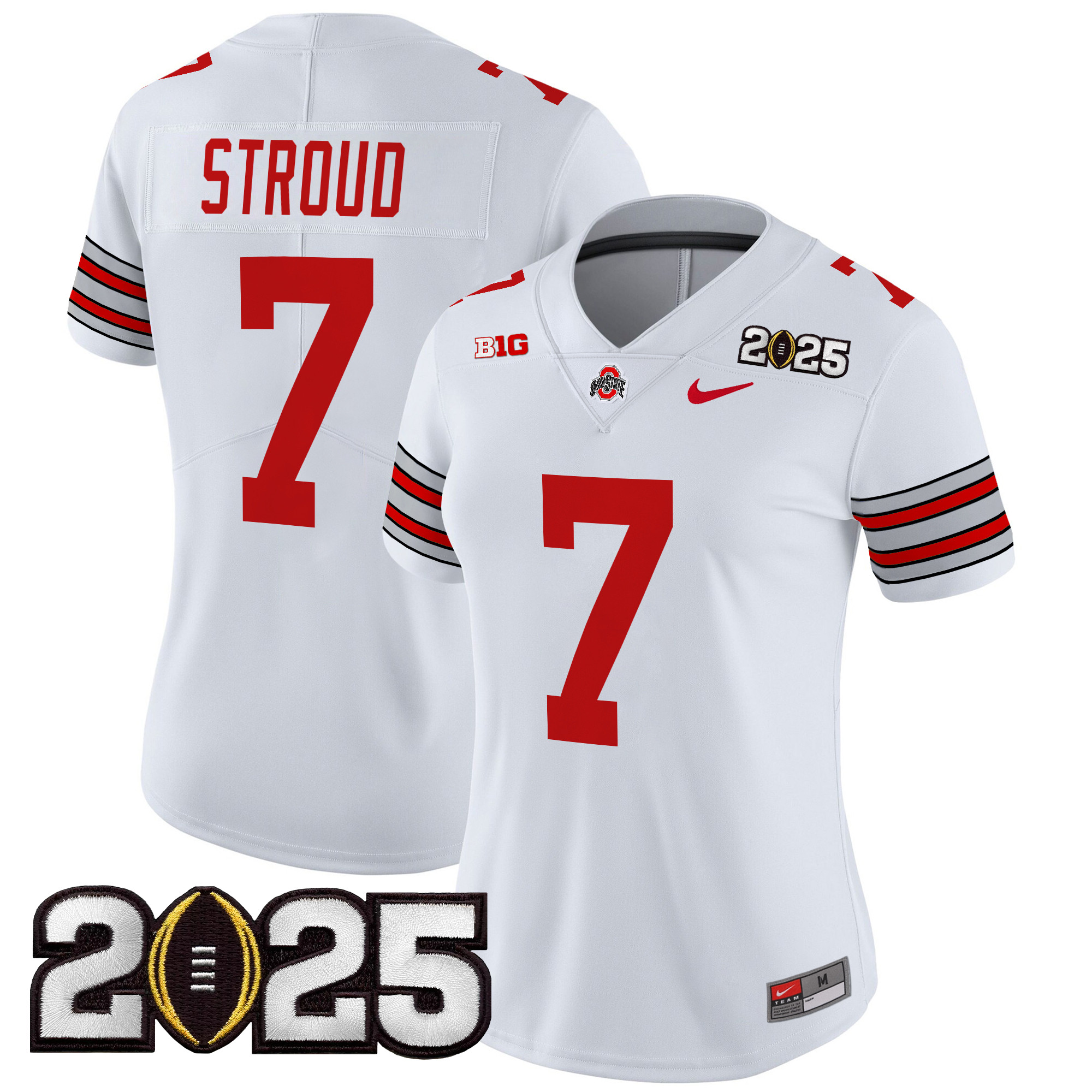 Women's Ohio State Buckeyes 'Heritage Stripe' 2025 CFP Final Patch Vapor Limited Jersey - All Stitched - Image 5