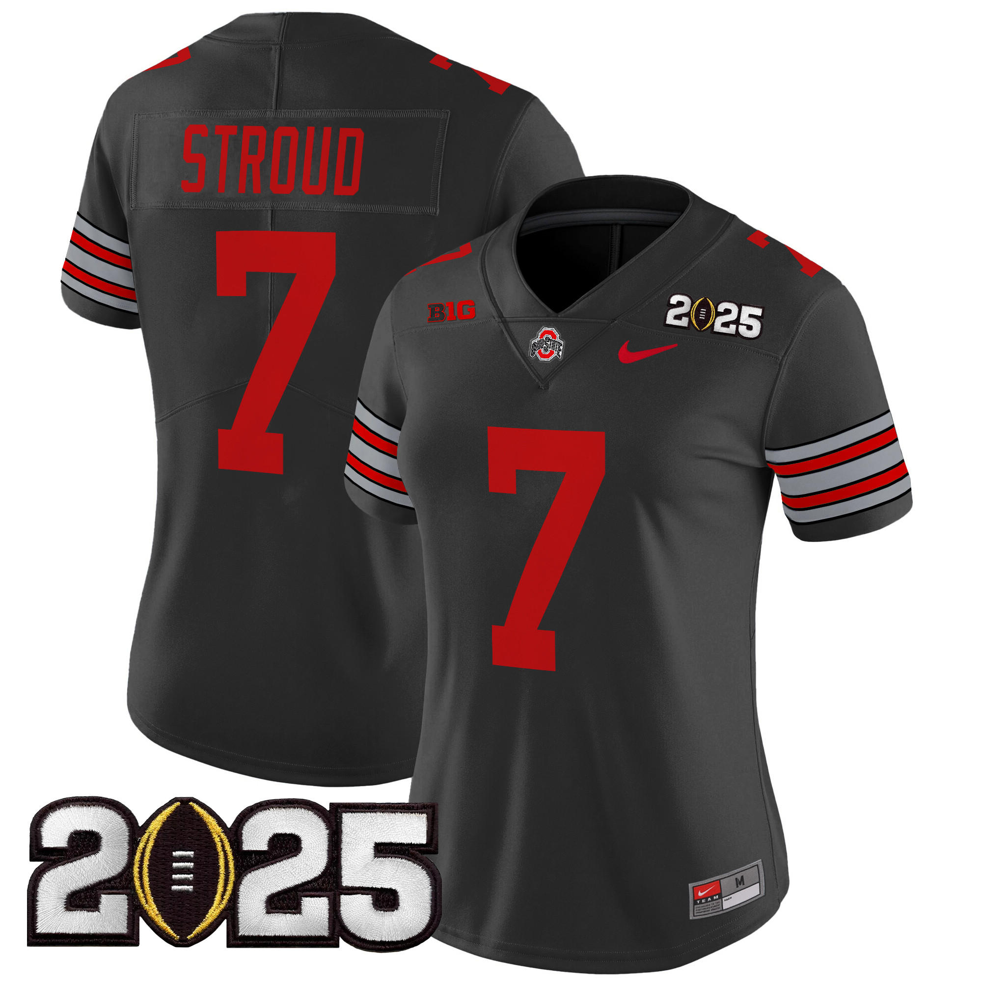 Women's Ohio State Buckeyes 'Heritage Stripe' 2025 CFP Final Patch Vapor Limited Jersey - All Stitched - Image 35