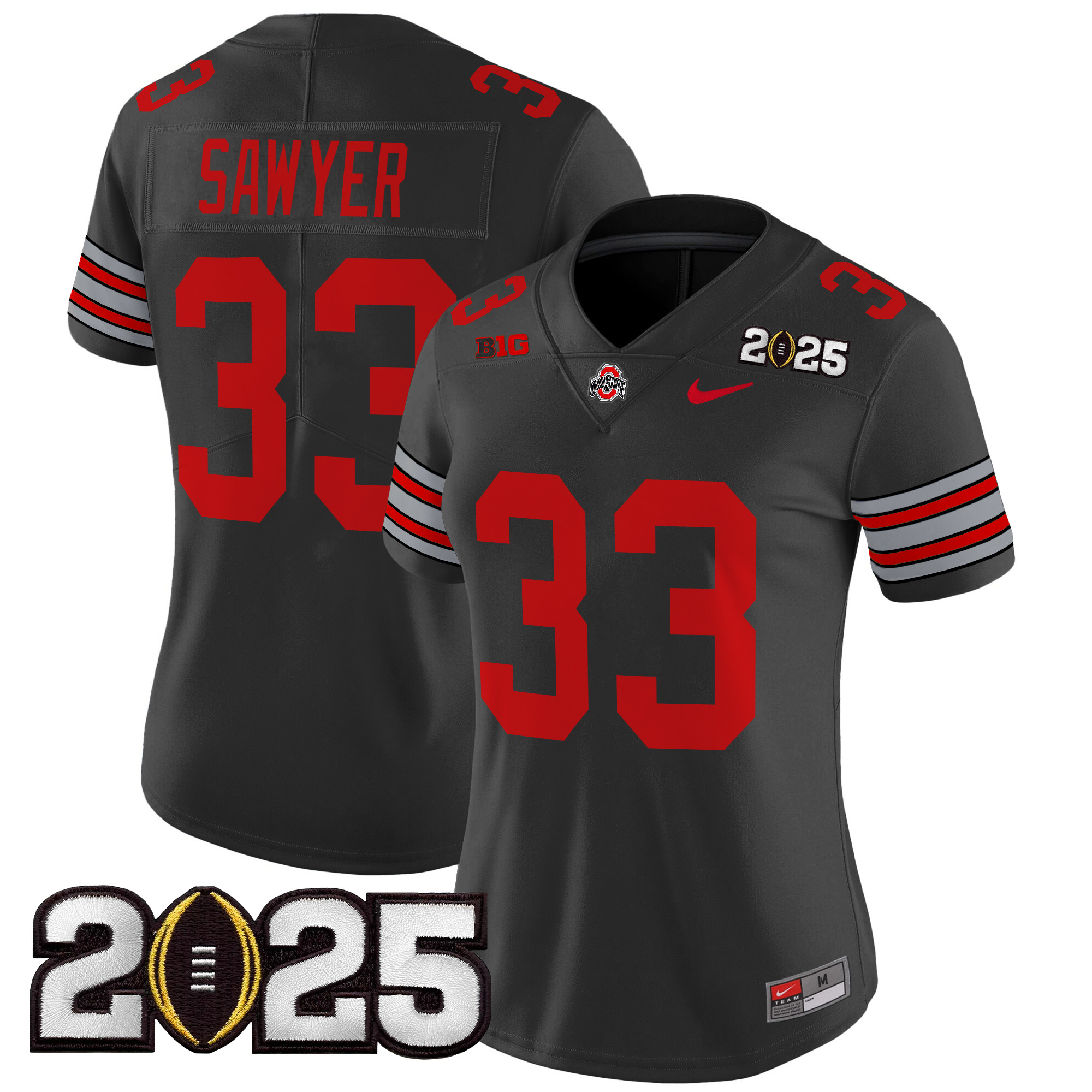 Women's Ohio State Buckeyes 'Heritage Stripe' 2025 CFP Final Patch Vapor Limited Jersey - All Stitched - Image 38