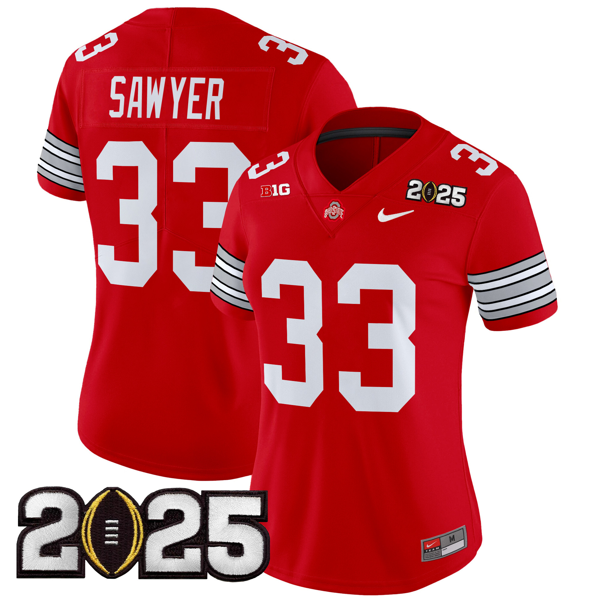Women's Ohio State Buckeyes 'Heritage Stripe' 2025 CFP Final Patch Vapor Limited Jersey - All Stitched - Image 18