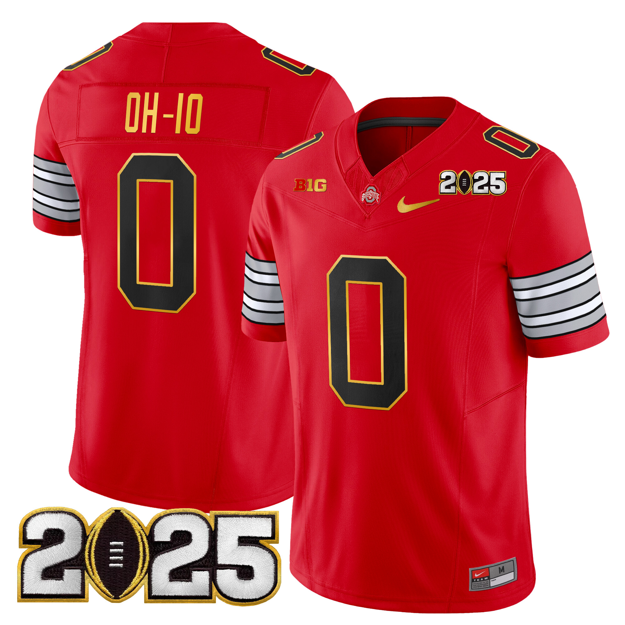 Men's Ohio State Buckeyes 'Heritage Stripe' 2025 CFP Final Patch Gold Trim Vapor Limited Jersey - All Stitched - Image 20