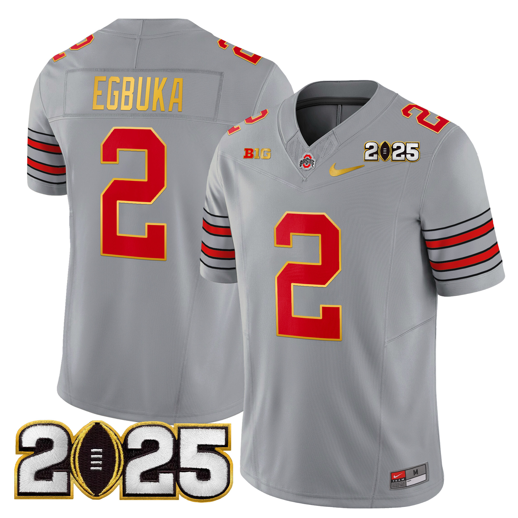 Men's Ohio State Buckeyes 'Heritage Stripe' 2025 CFP Final Patch Gold Trim Vapor Limited Jersey - All Stitched - Image 28
