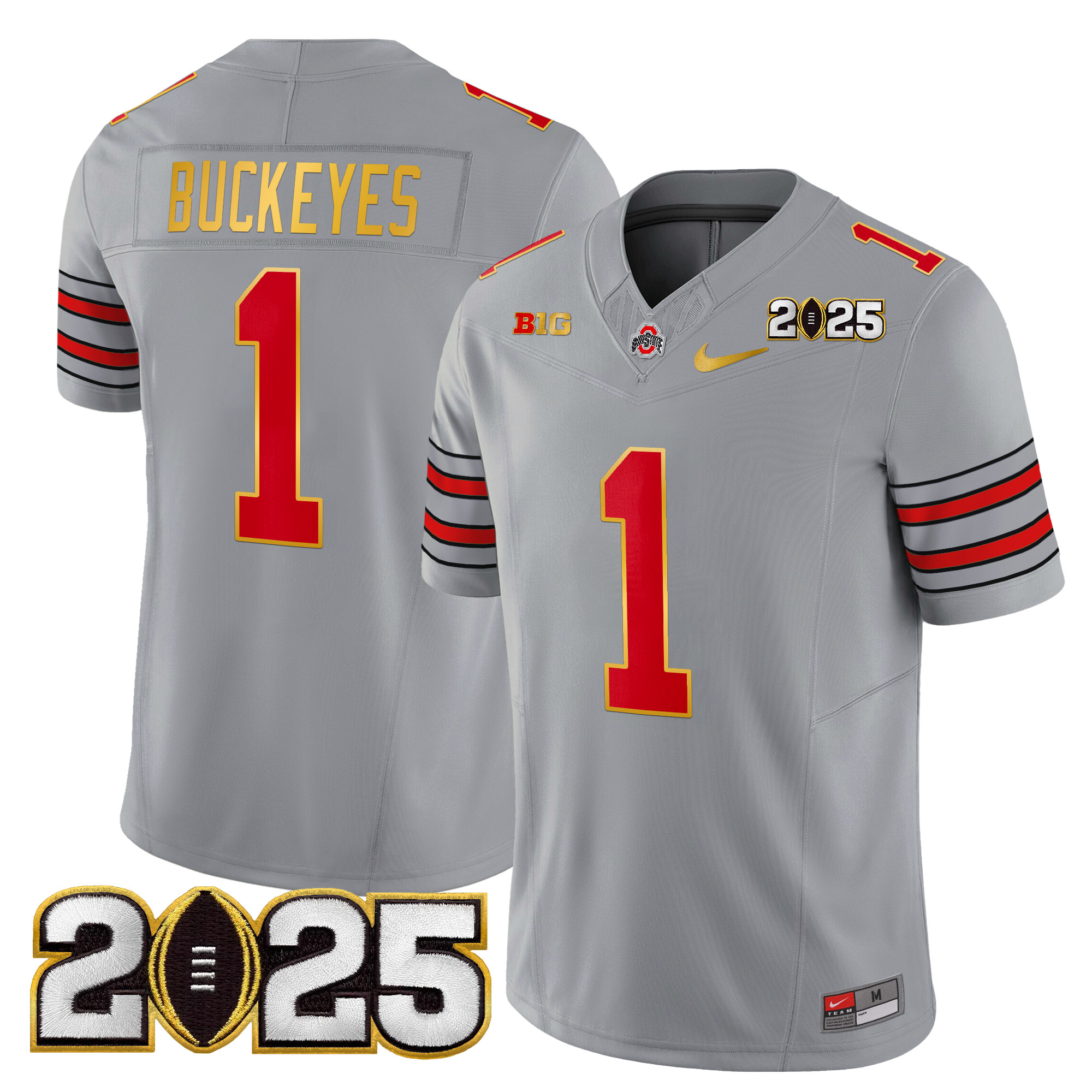 Men's Ohio State Buckeyes 'Heritage Stripe' 2025 CFP Final Patch Gold Trim Vapor Limited Jersey - All Stitched - Image 25