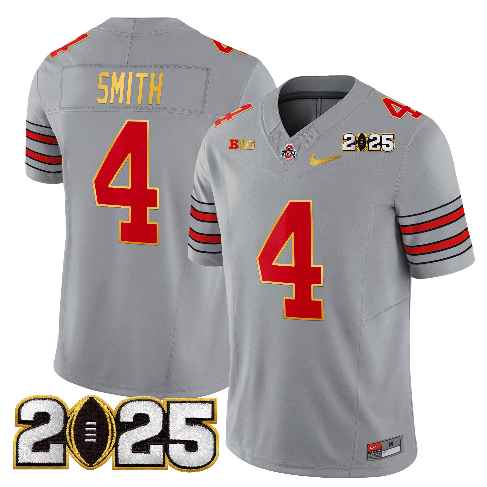 Men's Ohio State Buckeyes 'Heritage Stripe' 2025 CFP Final Patch Gold Trim Vapor Limited Jersey - All Stitched - Image 22