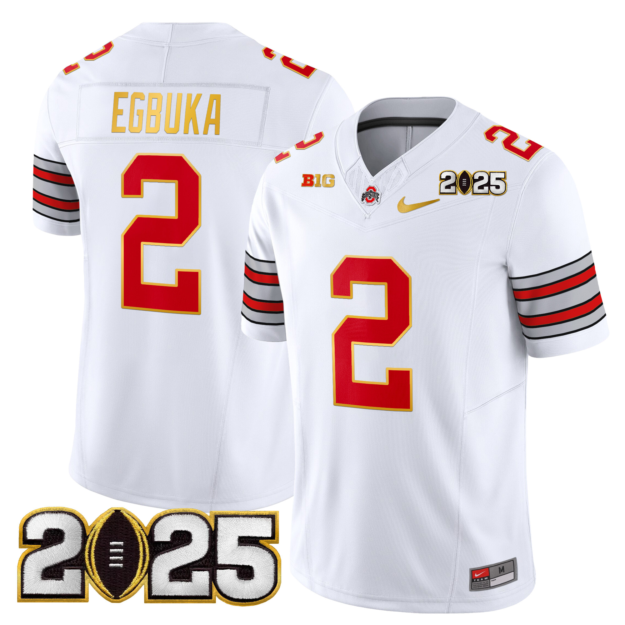Men's Ohio State Buckeyes 'Heritage Stripe' 2025 CFP Final Patch Gold Trim Vapor Limited Jersey - All Stitched - Image 8