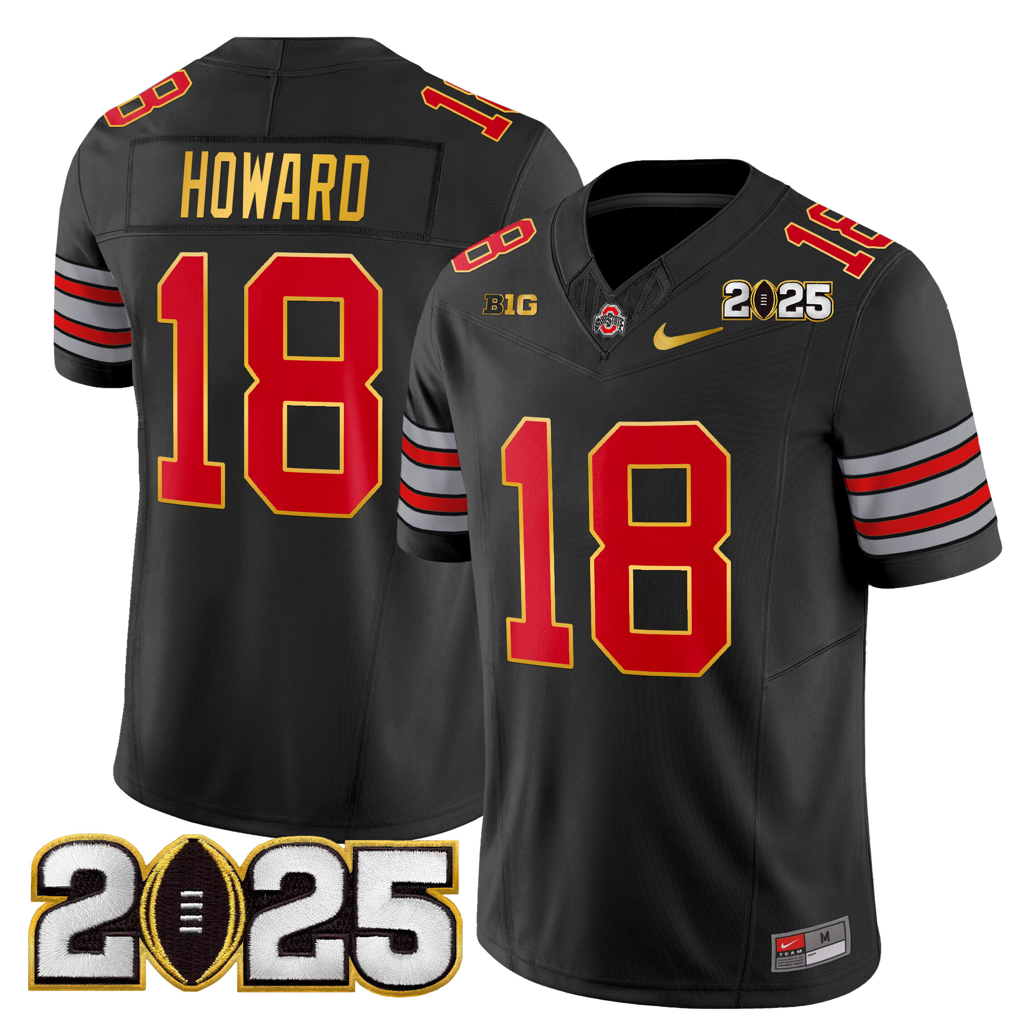 Men's Ohio State Buckeyes 'Heritage Stripe' 2025 CFP Final Patch Gold Trim Vapor Limited Jersey - All Stitched - Image 32