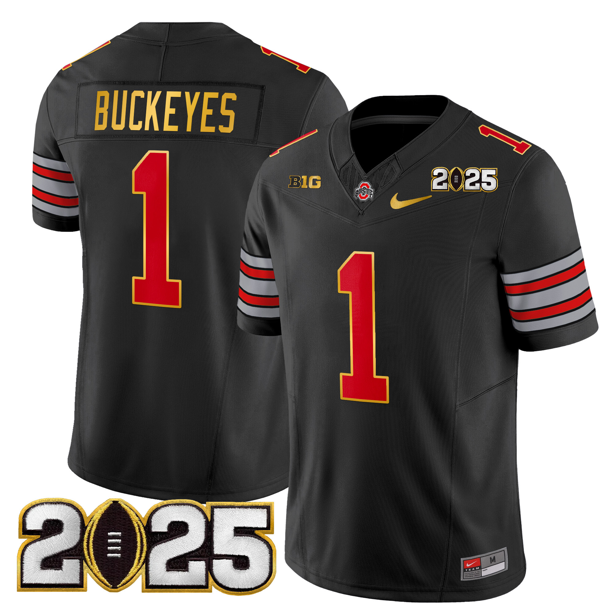 Men's Ohio State Buckeyes 'Heritage Stripe' 2025 CFP Final Patch Gold Trim Vapor Limited Jersey - All Stitched - Image 34
