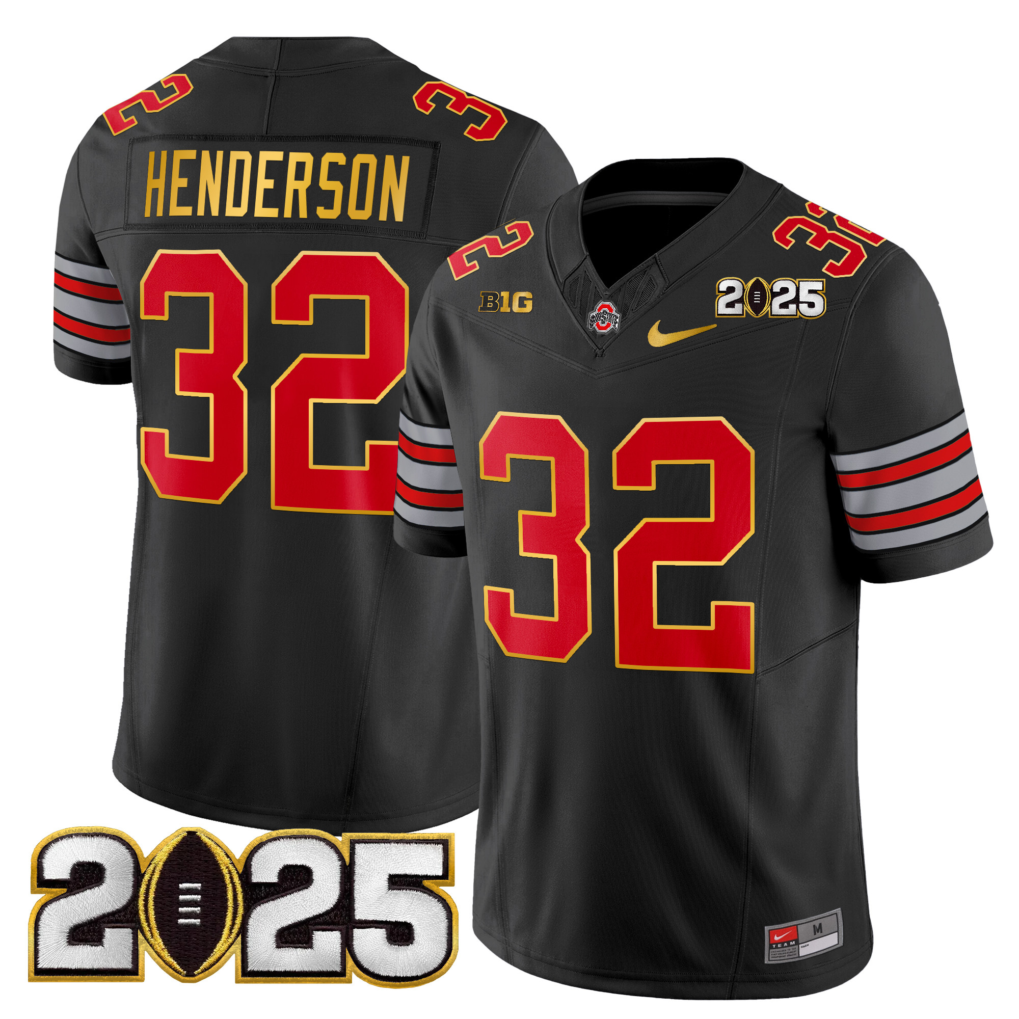 Men's Ohio State Buckeyes 'Heritage Stripe' 2025 CFP Final Patch Gold Trim Vapor Limited Jersey - All Stitched - Image 36