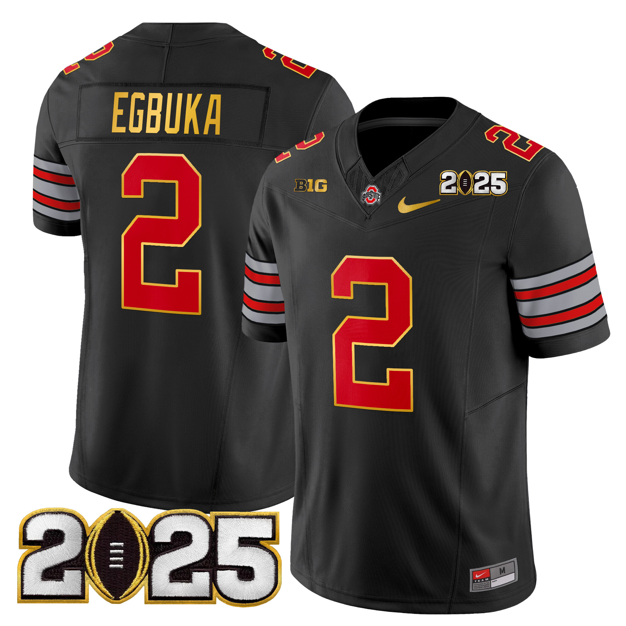 Men's Ohio State Buckeyes 'Heritage Stripe' 2025 CFP Final Patch Gold Trim Vapor Limited Jersey - All Stitched - Image 37