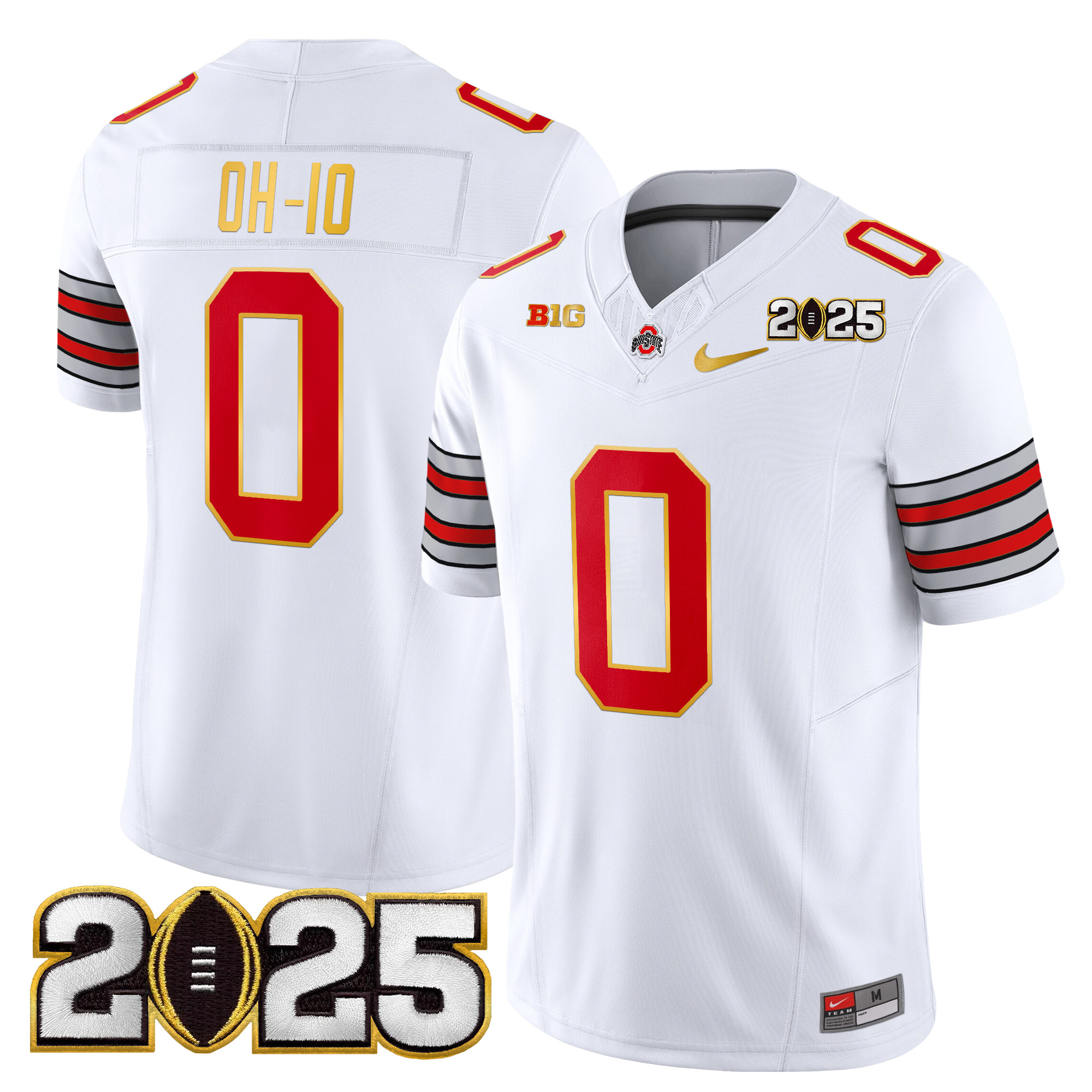 Men's Ohio State Buckeyes 'Heritage Stripe' 2025 CFP Final Patch Gold Trim Vapor Limited Jersey - All Stitched - Image 10