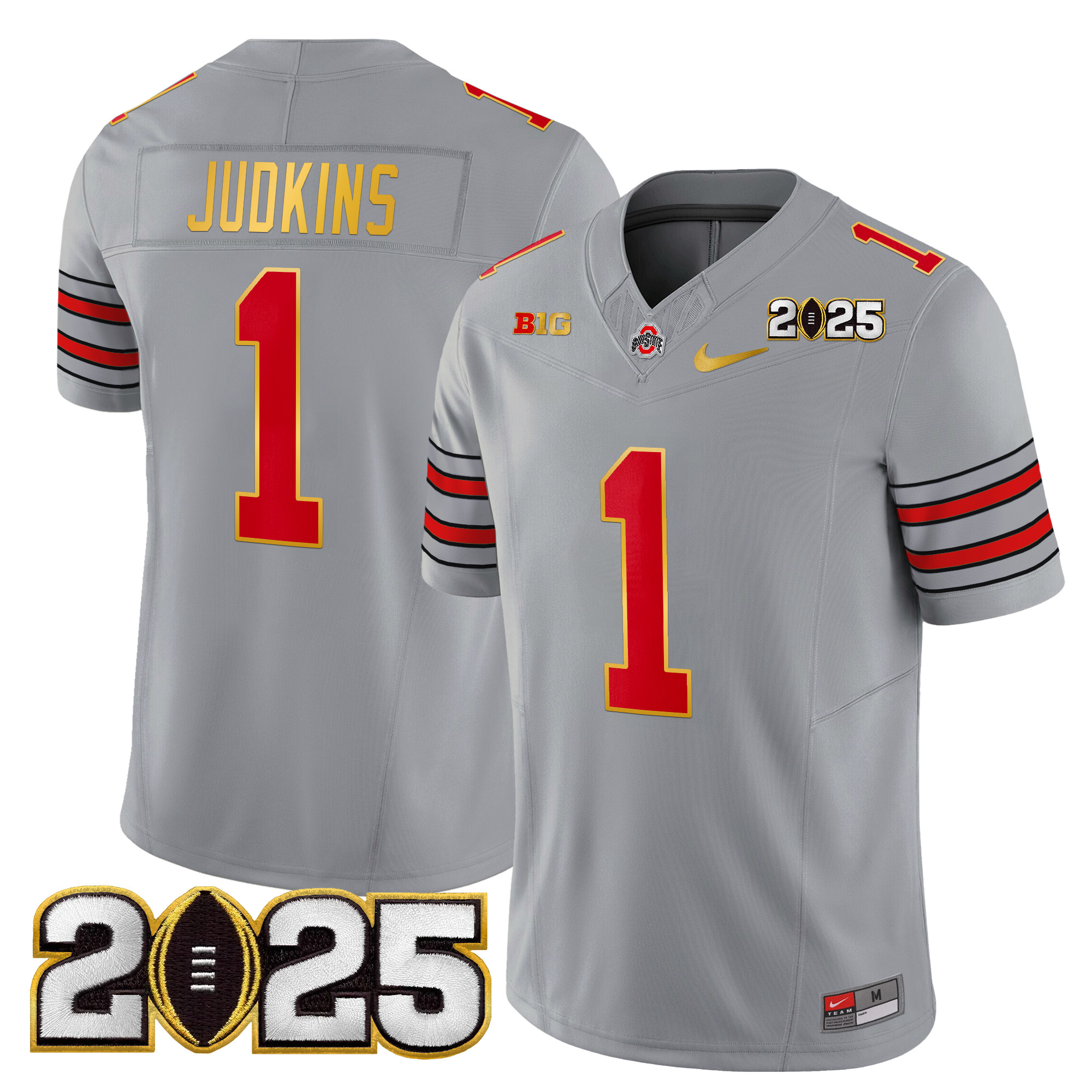 Men's Ohio State Buckeyes 'Heritage Stripe' 2025 CFP Final Patch Gold Trim Vapor Limited Jersey - All Stitched - Image 24