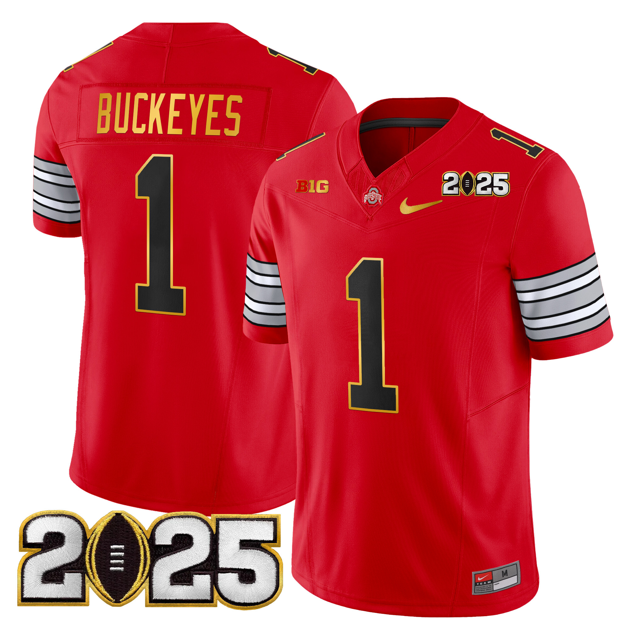 Men's Ohio State Buckeyes 'Heritage Stripe' 2025 CFP Final Patch Gold Trim Vapor Limited Jersey - All Stitched - Image 15