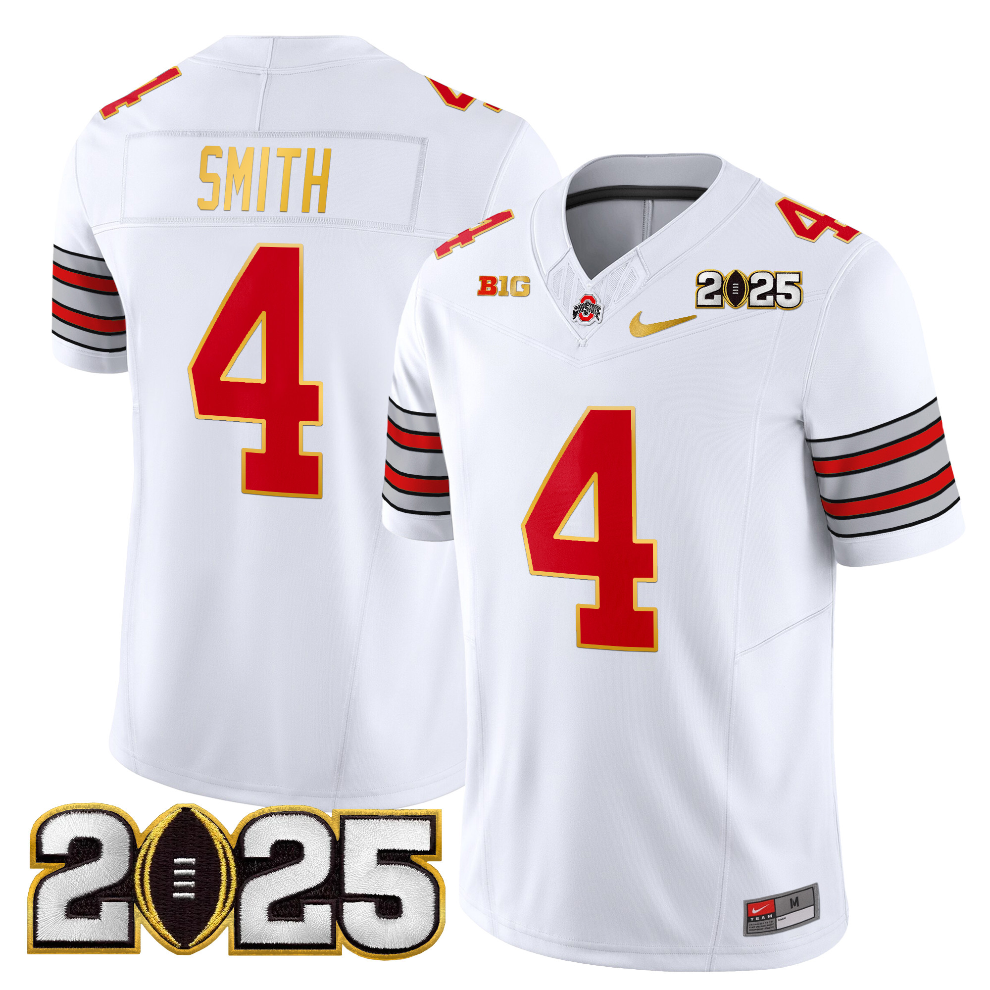 Men's Ohio State Buckeyes 'Heritage Stripe' 2025 CFP Final Patch Gold Trim Vapor Limited Jersey - All Stitched - Image 2