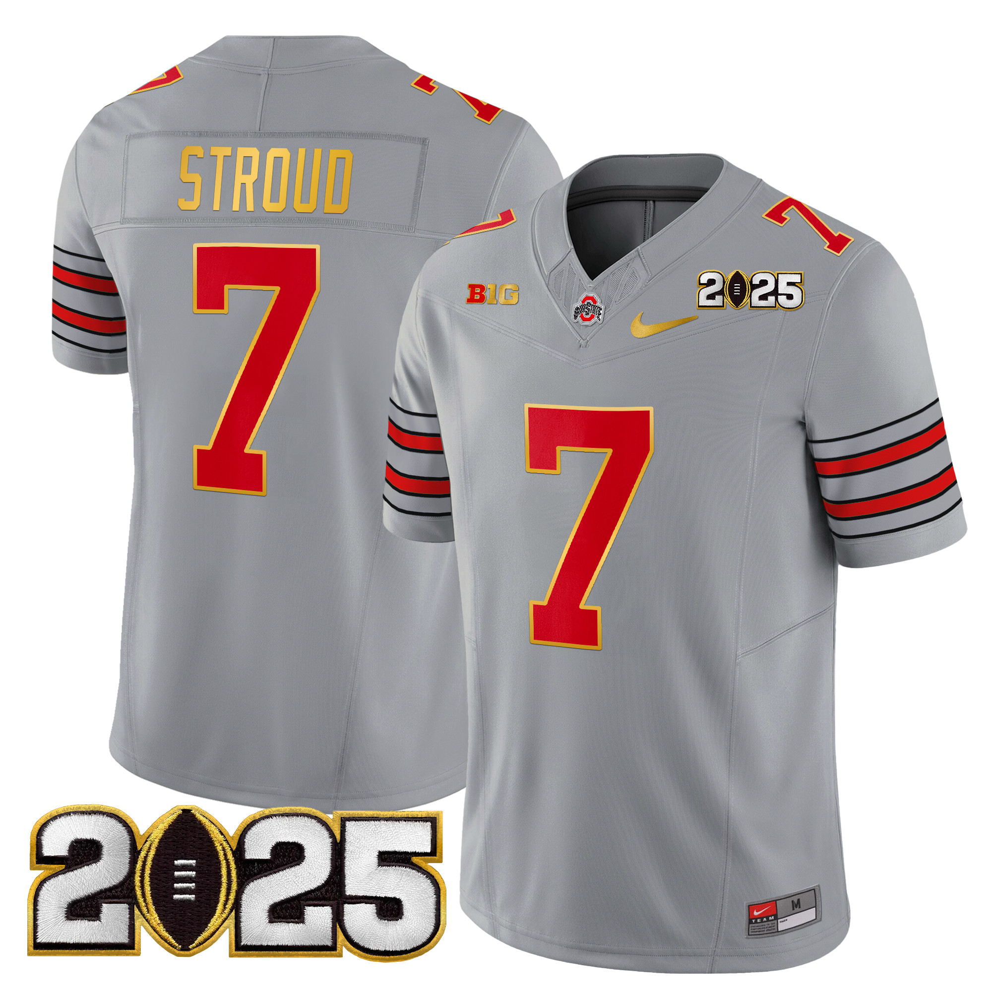 Men's Ohio State Buckeyes 'Heritage Stripe' 2025 CFP Final Patch Gold Trim Vapor Limited Jersey - All Stitched - Image 26