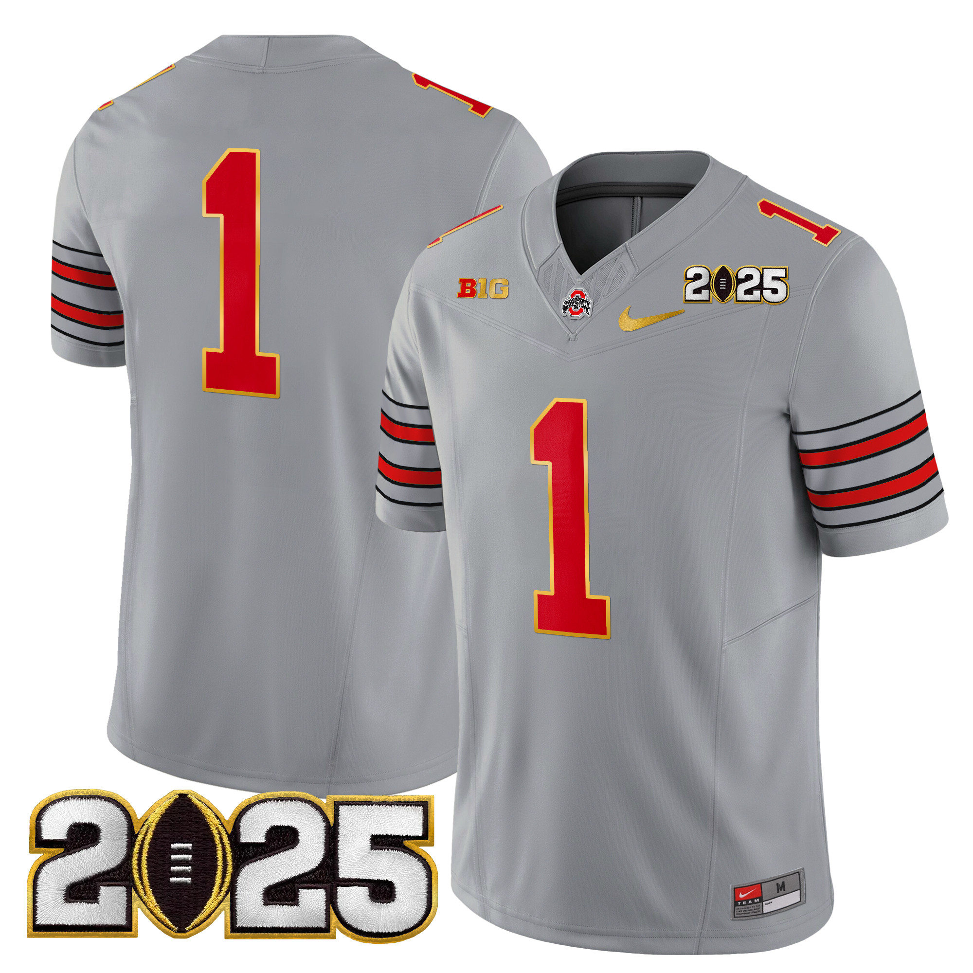Men's Ohio State Buckeyes 'Heritage Stripe' 2025 CFP Final Patch Gold Trim Vapor Limited Jersey - All Stitched - Image 31