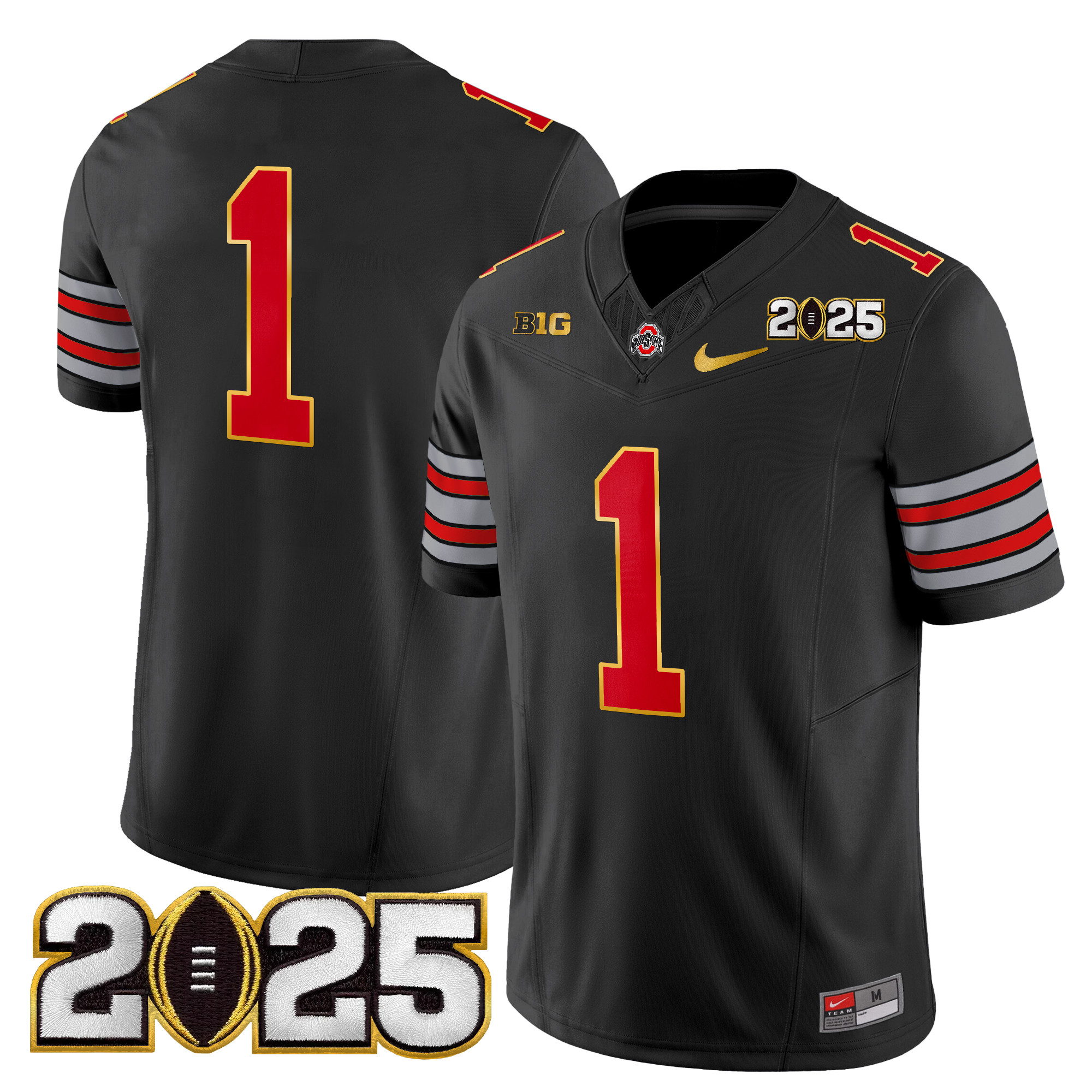 Men's Ohio State Buckeyes 'Heritage Stripe' 2025 CFP Final Patch Gold Trim Vapor Limited Jersey - All Stitched - Image 40