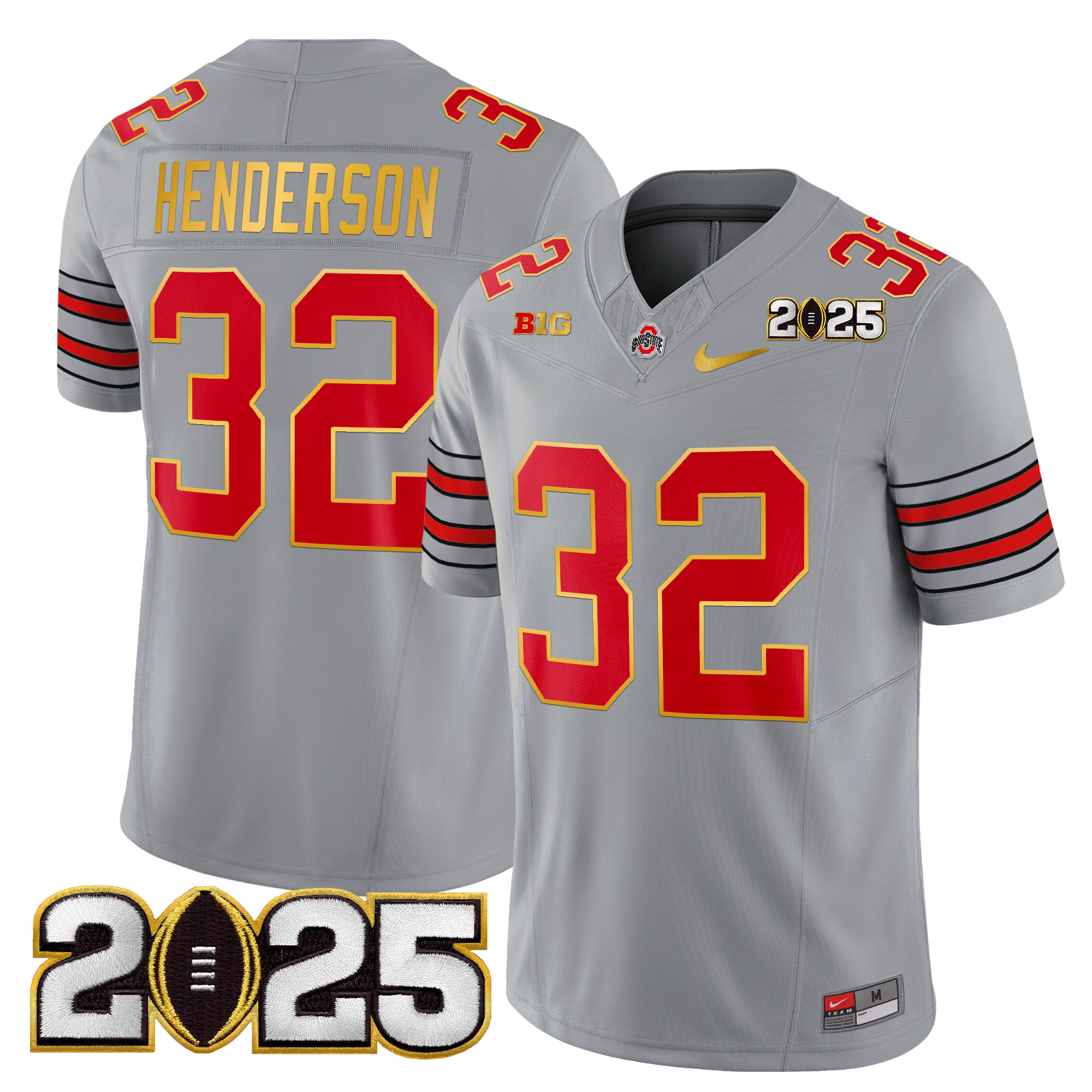Men's Ohio State Buckeyes 'Heritage Stripe' 2025 CFP Final Patch Gold Trim Vapor Limited Jersey - All Stitched - Image 27