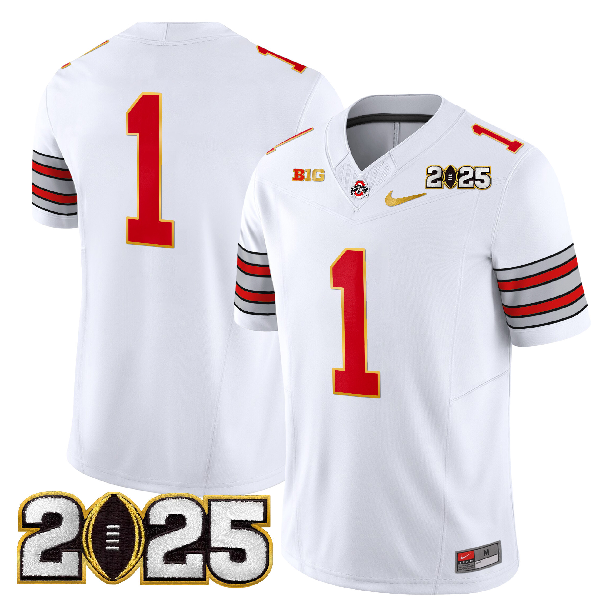 Men's Ohio State Buckeyes 'Heritage Stripe' 2025 CFP Final Patch Gold Trim Vapor Limited Jersey - All Stitched - Image 11