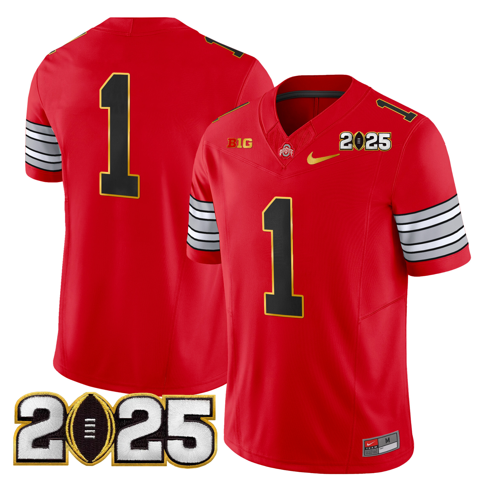 Men's Ohio State Buckeyes 'Heritage Stripe' 2025 CFP Final Patch Gold Trim Vapor Limited Jersey - All Stitched - Image 21