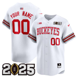 Ohio State Buckeyes 'Heritage Stripe' 2025 CFP Final Patch Vapor Baseball Custom Jersey - All Stitched