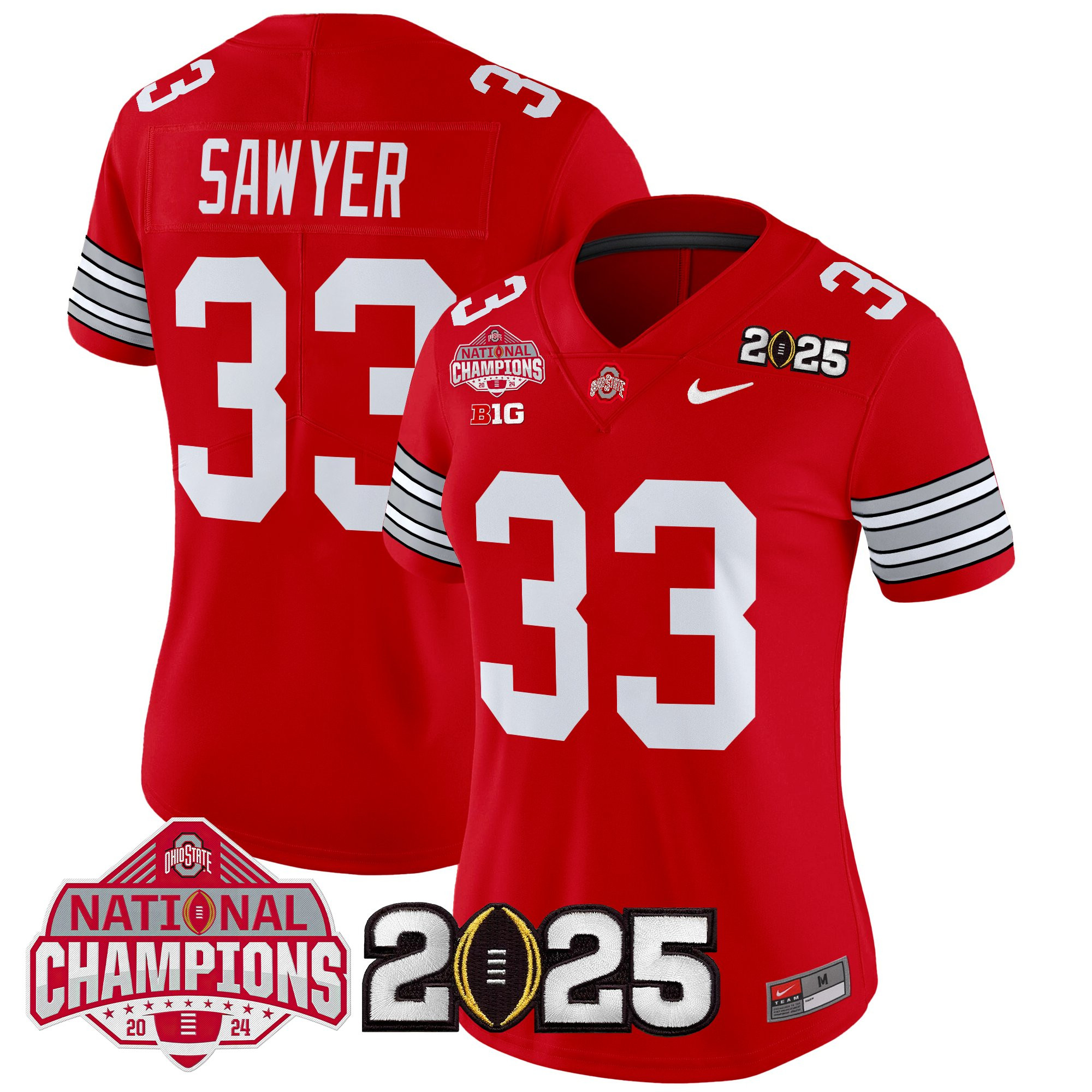 Women's Ohio State Buckeyes 'Heritage Stripe' 2025 National Champions Patch Vapor Limited Jersey - All Stitched - Image 9