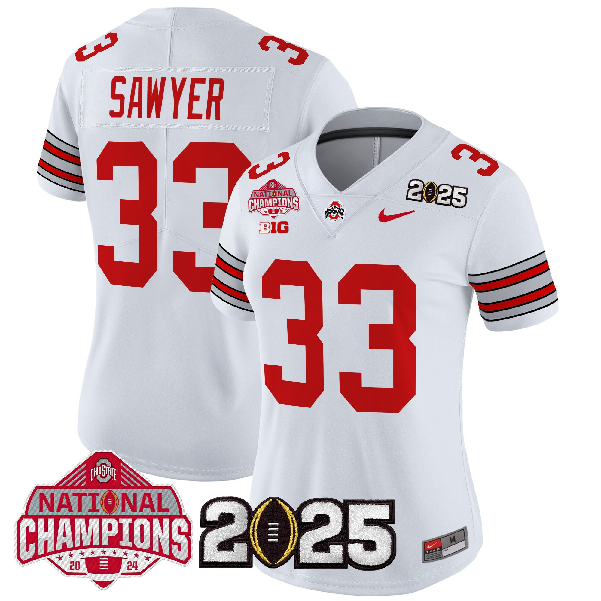 Women's Ohio State Buckeyes 'Heritage Stripe' 2025 National Champions Patch Vapor Limited Jersey - All Stitched - Image 20