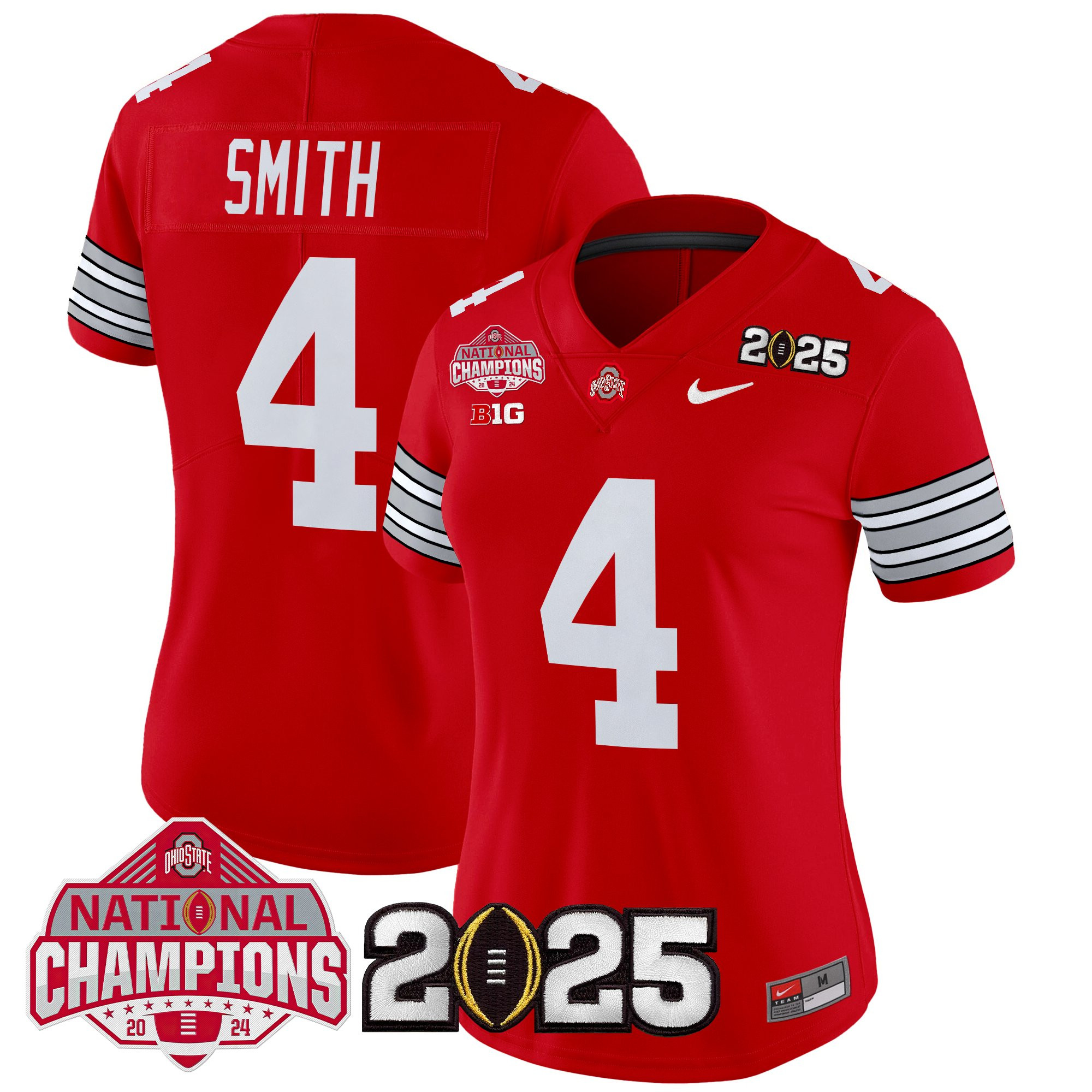 Women's Ohio State Buckeyes 'Heritage Stripe' 2025 National Champions Patch Vapor Limited Jersey - All Stitched