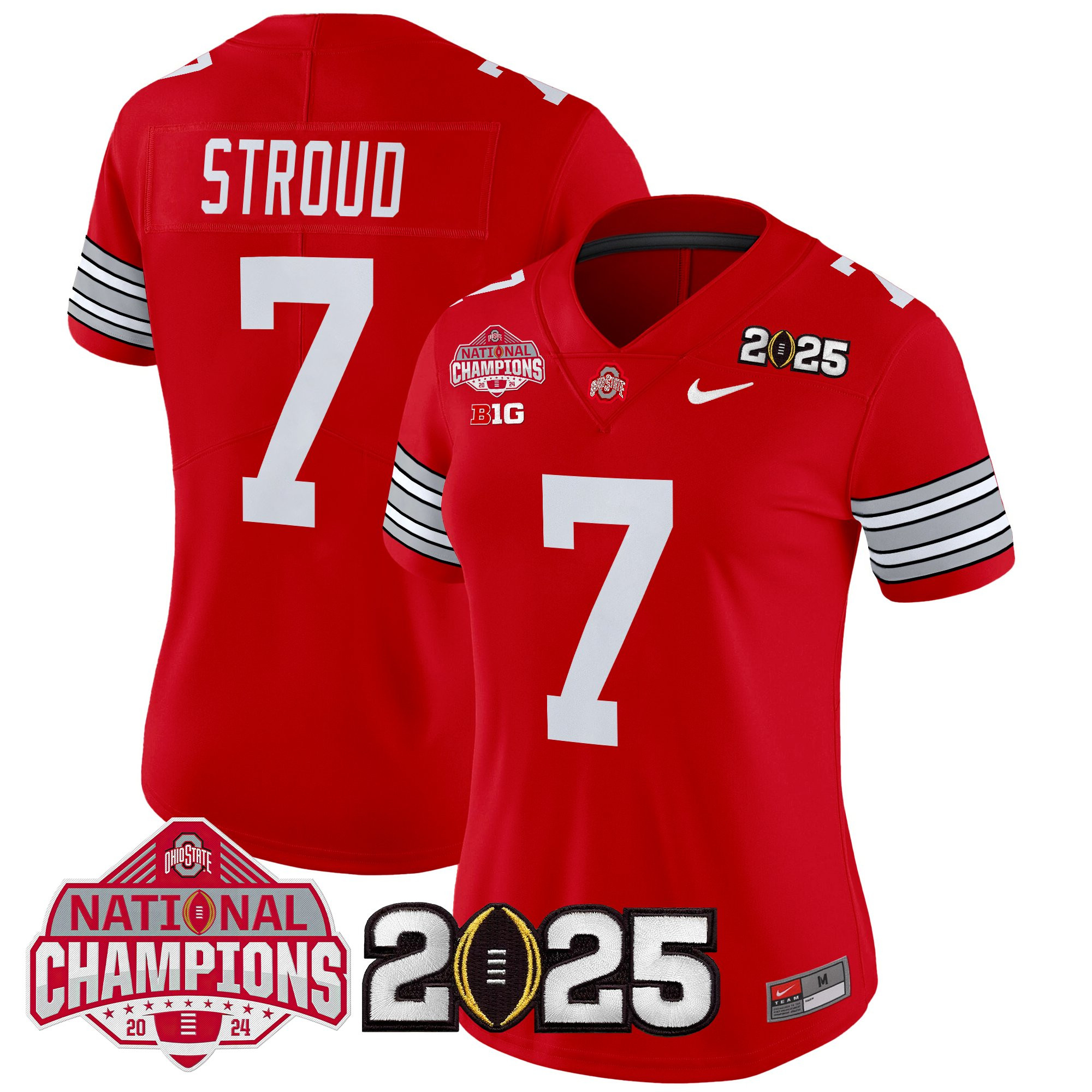 Women's Ohio State Buckeyes 'Heritage Stripe' 2025 National Champions Patch Vapor Limited Jersey - All Stitched - Image 6