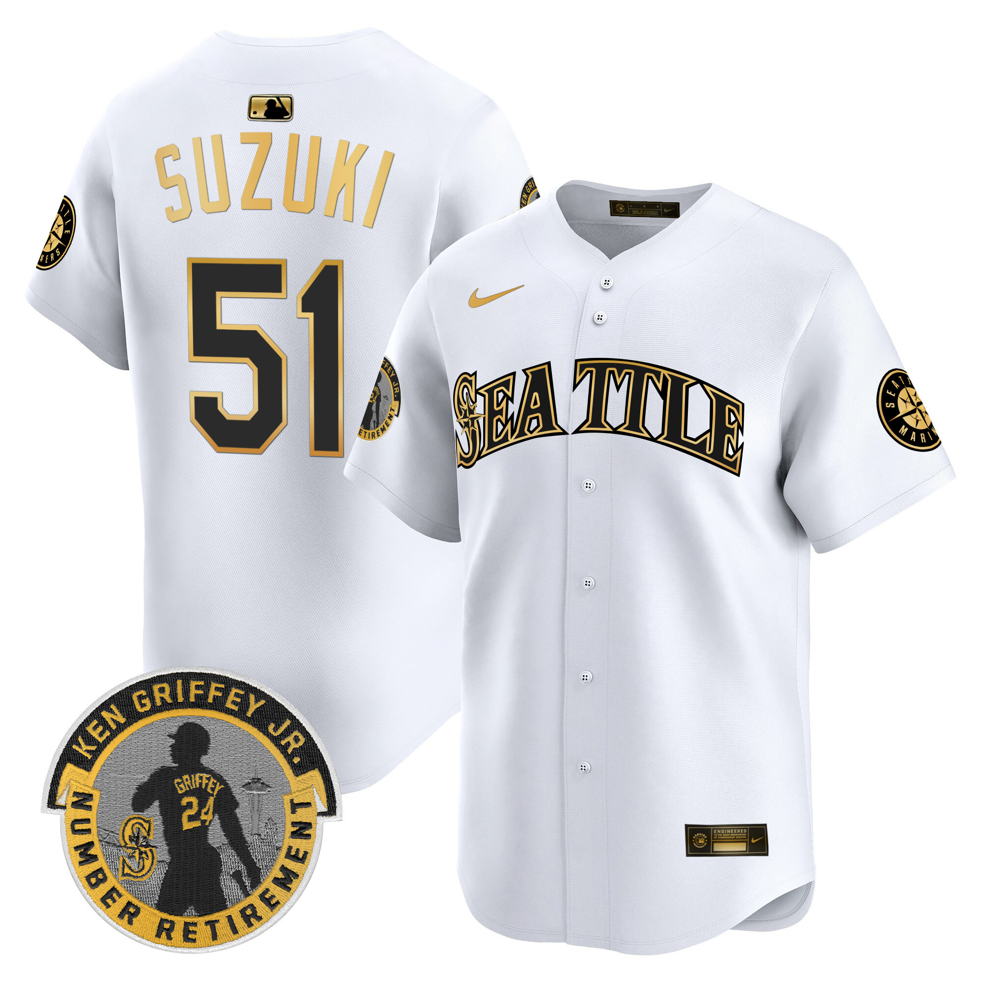 Men's Seattle Mariners 2025 Ken Griffey Jr. Patch Vapor Premier Limited Jersey - All Stitched - Image 4