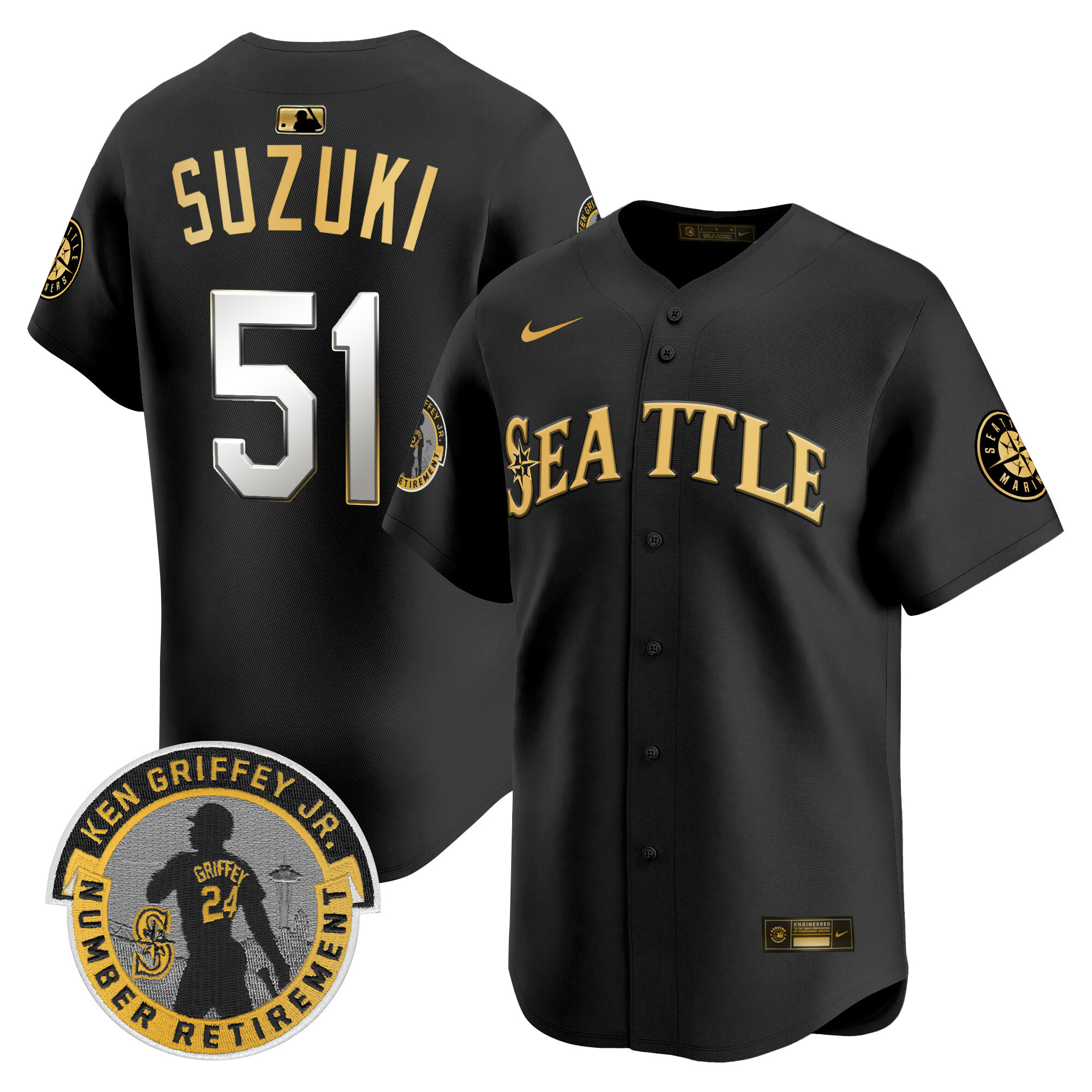 Men's Seattle Mariners 2025 Ken Griffey Jr. Patch Vapor Premier Limited Jersey - All Stitched - Image 13