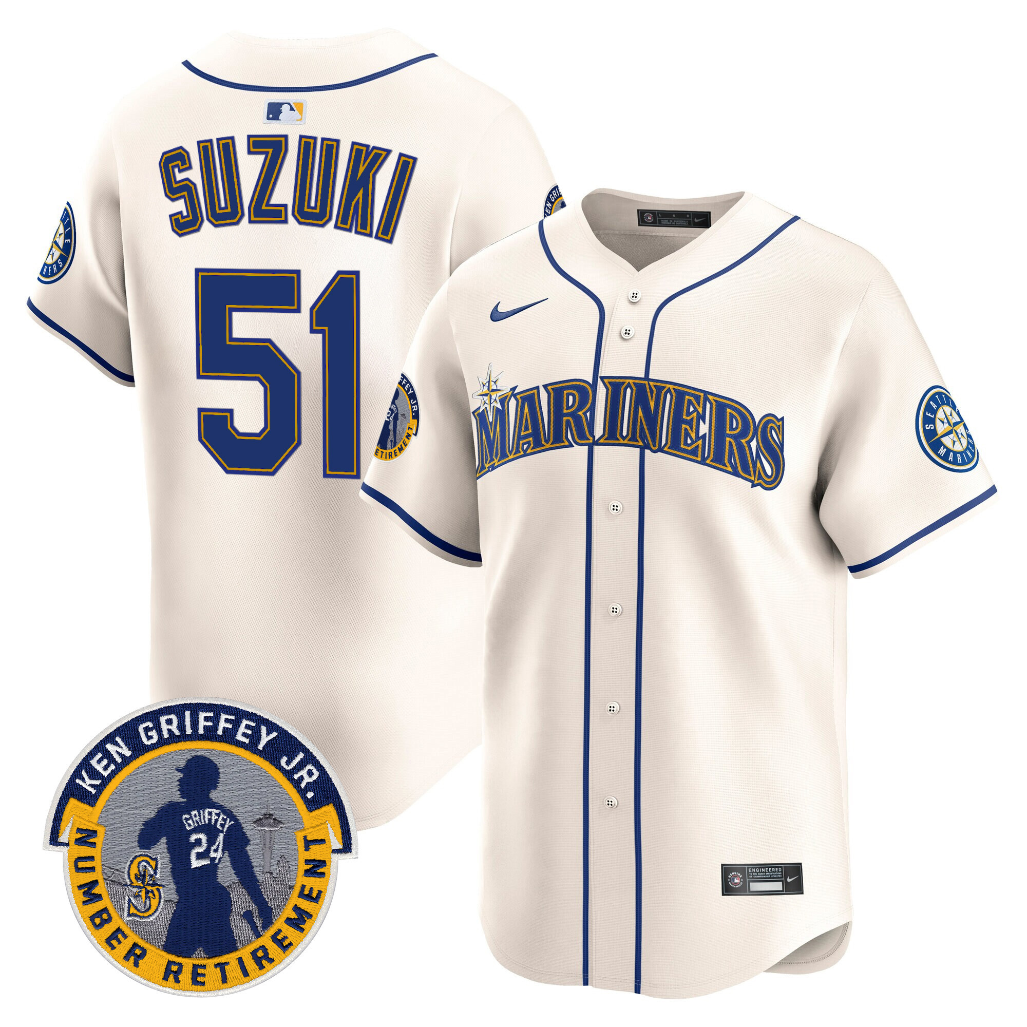 Men's Seattle Mariners 2025 Ken Griffey Jr. Patch Vapor Premier Limited Jersey - All Stitched - Image 22
