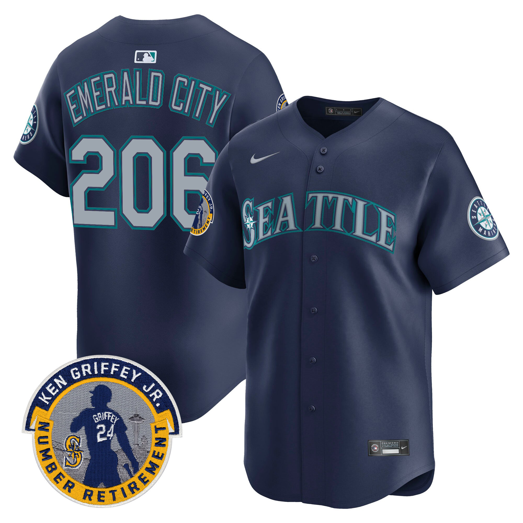 Men's Seattle Mariners 2025 Ken Griffey Jr. Patch Vapor Premier Limited Jersey - All Stitched - Image 47