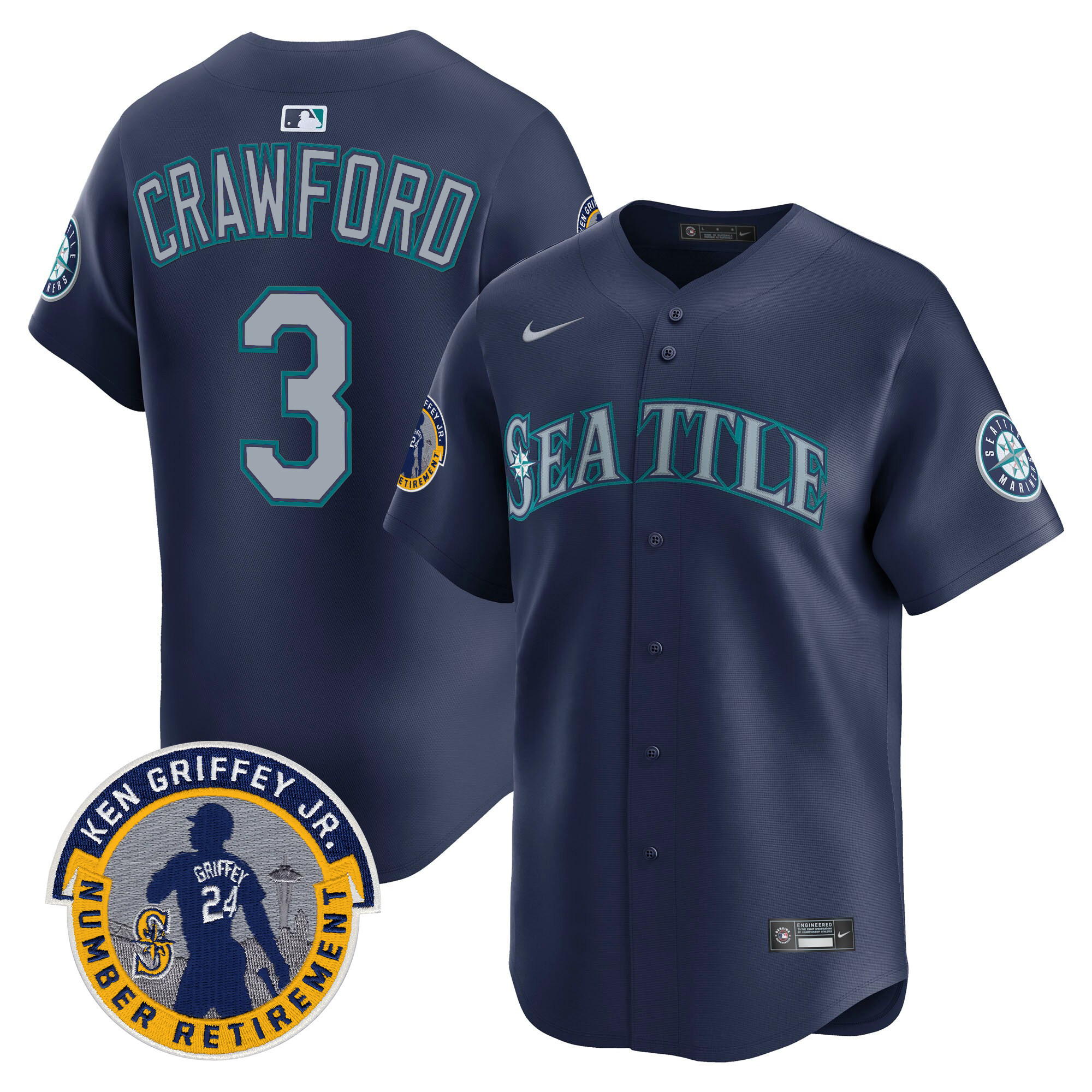 Men's Seattle Mariners 2025 Ken Griffey Jr. Patch Vapor Premier Limited Jersey - All Stitched - Image 50