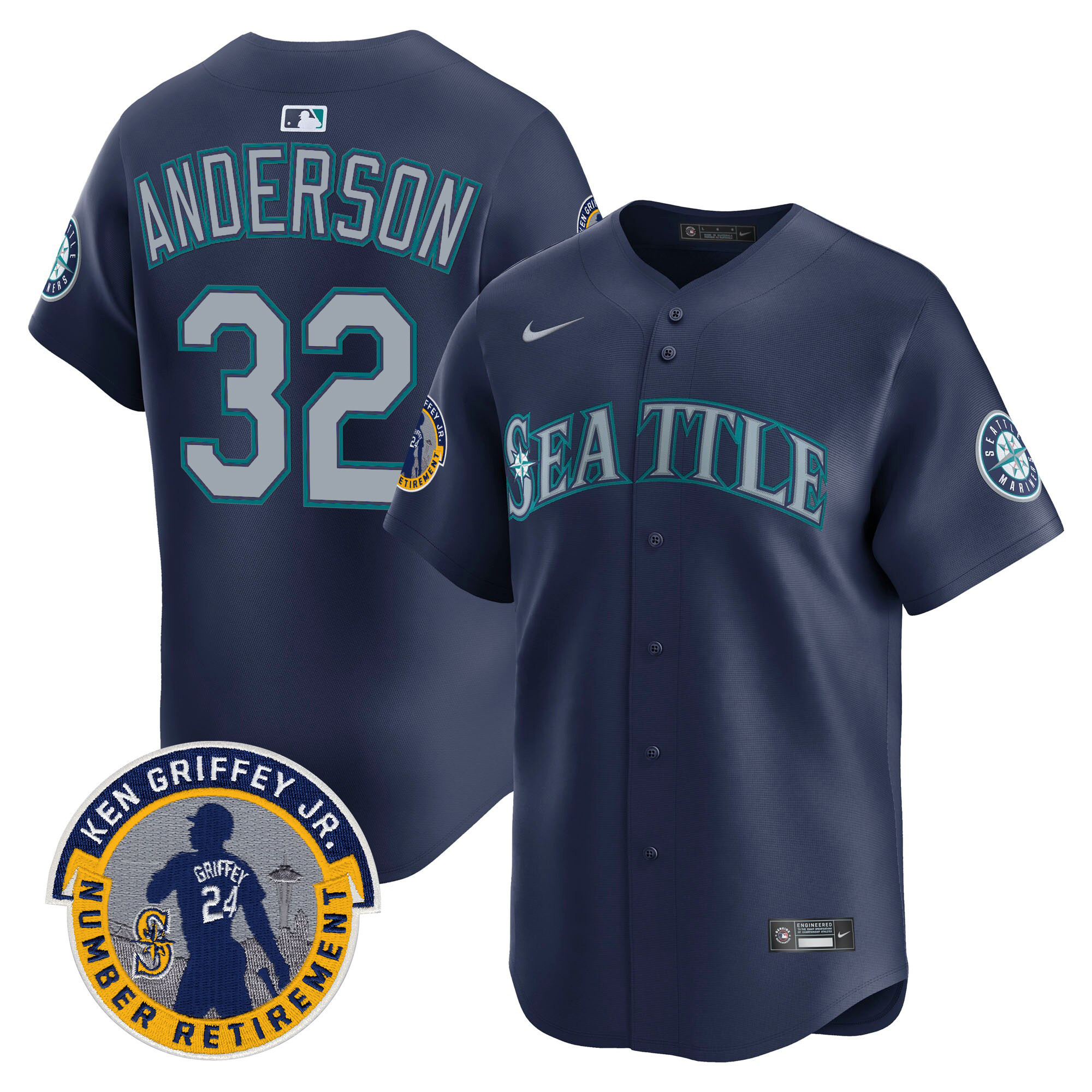 Men's Seattle Mariners 2025 Ken Griffey Jr. Patch Vapor Premier Limited Jersey - All Stitched - Image 53