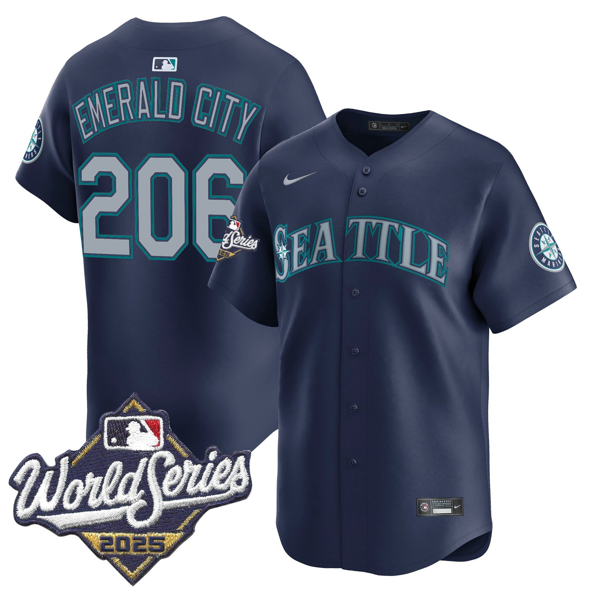 Men's Seattle Mariners 2025 World Series Vapor Premier Limited Jersey - All Stitched - Image 47