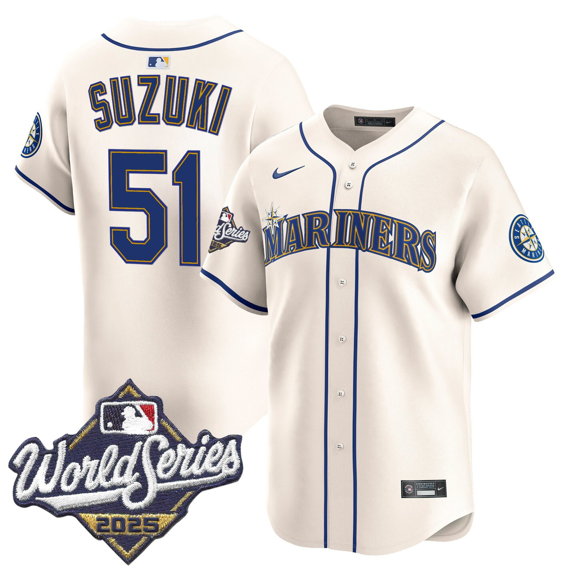 Men's Seattle Mariners 2025 World Series Vapor Premier Limited Jersey - All Stitched - Image 22
