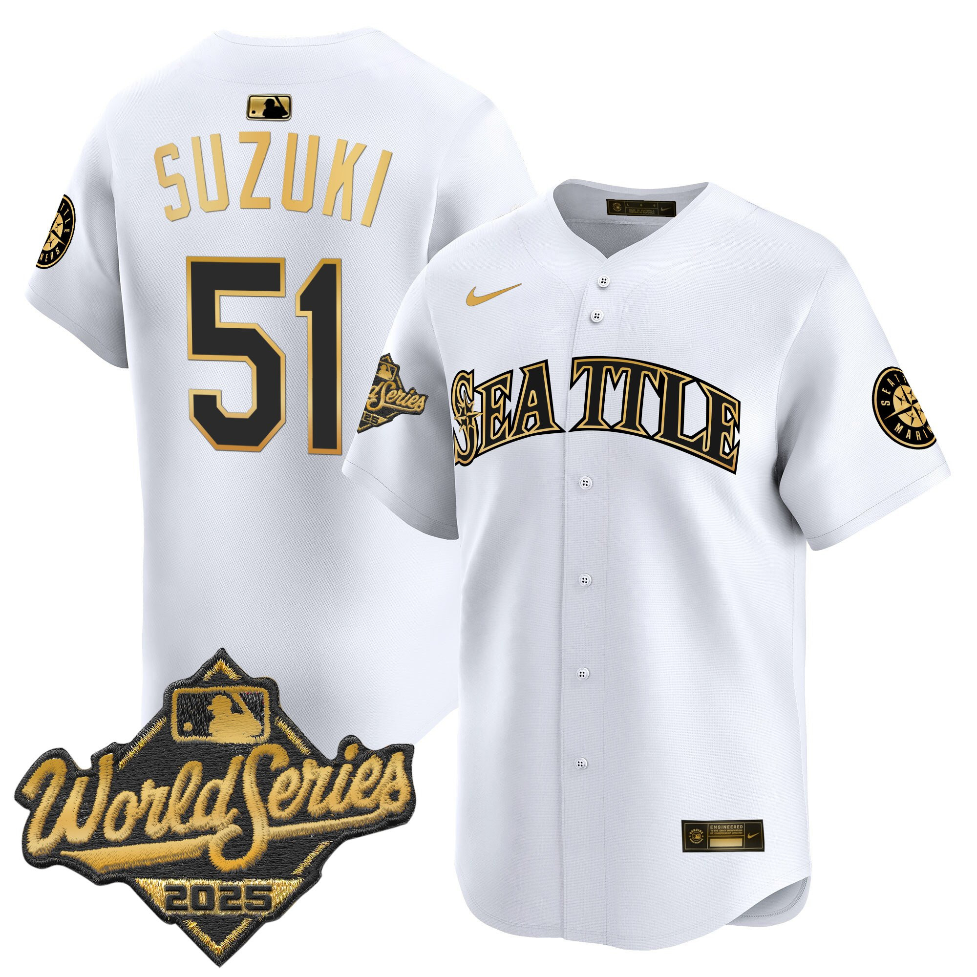 Men's Seattle Mariners 2025 World Series Vapor Premier Limited Jersey - All Stitched - Image 4