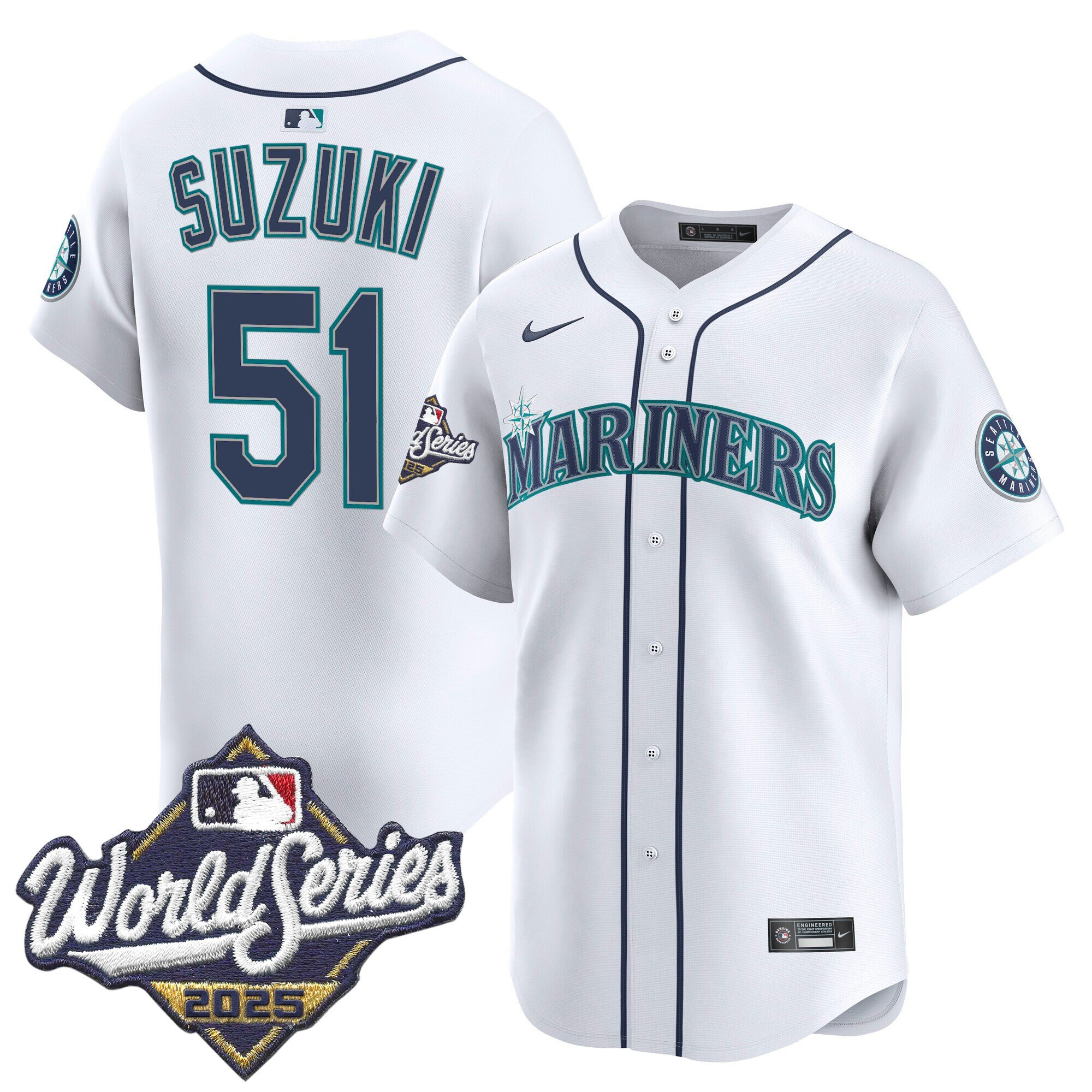 Men's Seattle Mariners 2025 World Series Vapor Premier Limited Jersey - All Stitched - Image 40