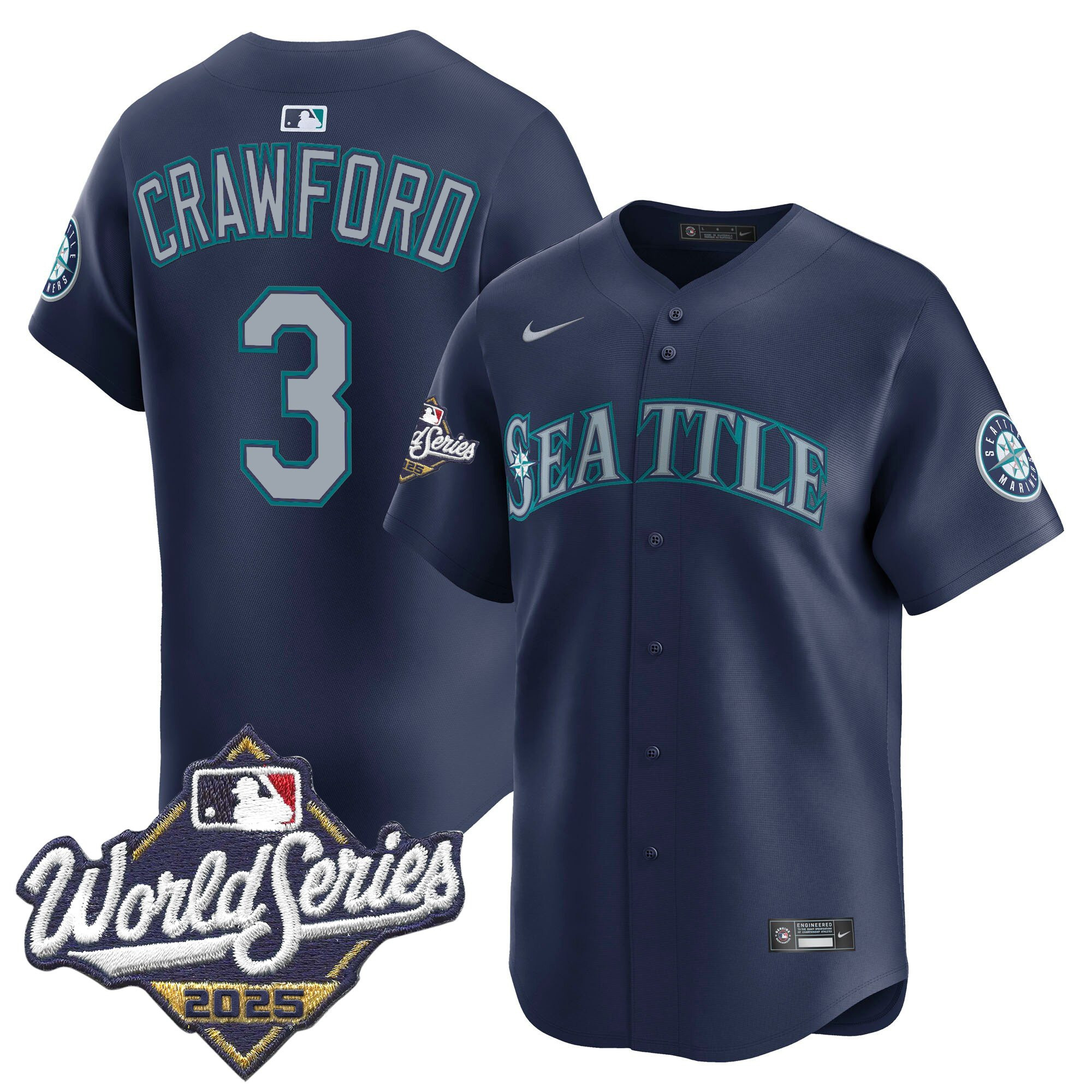 Men's Seattle Mariners 2025 World Series Vapor Premier Limited Jersey - All Stitched - Image 50
