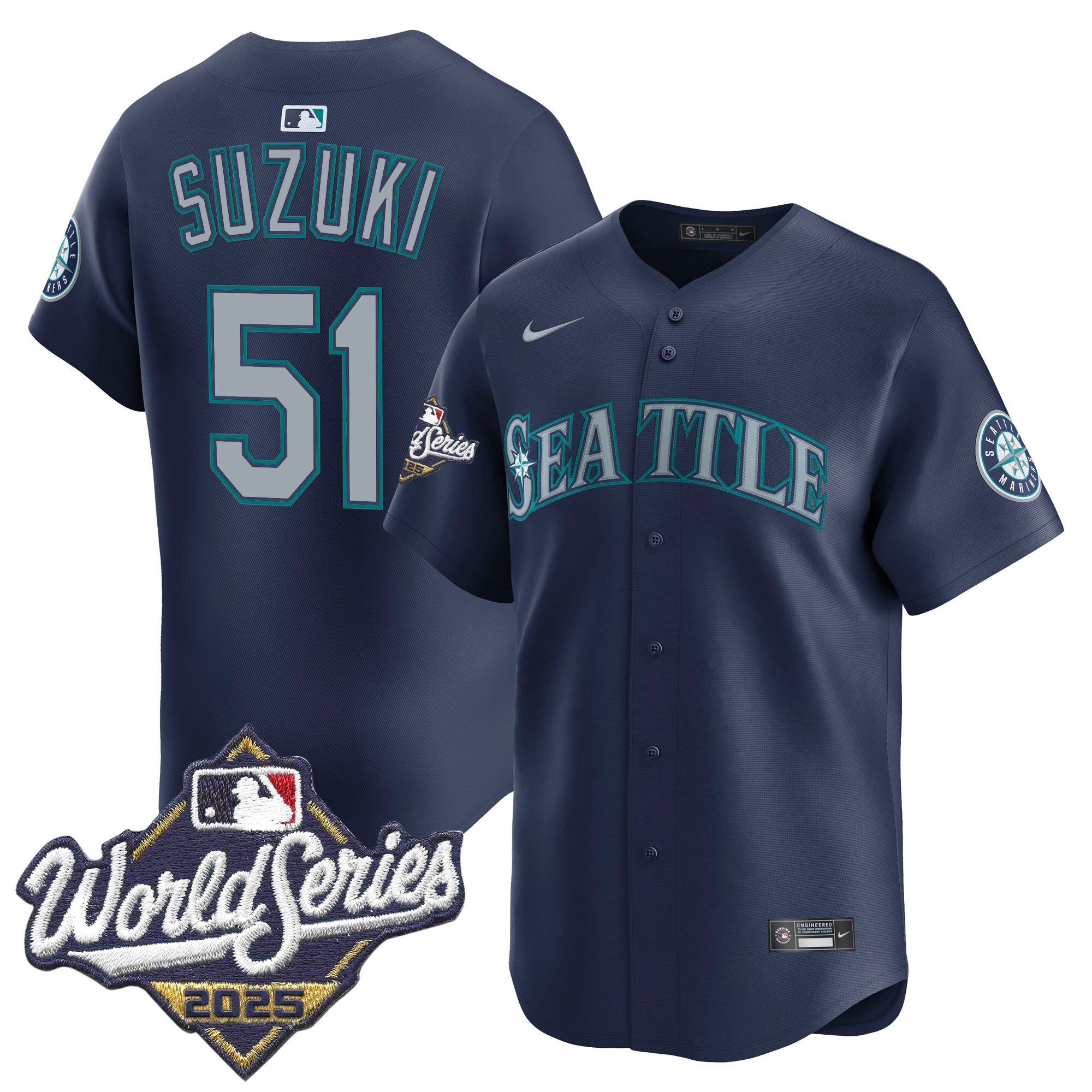 Men's Seattle Mariners 2025 World Series Vapor Premier Limited Jersey - All Stitched - Image 49