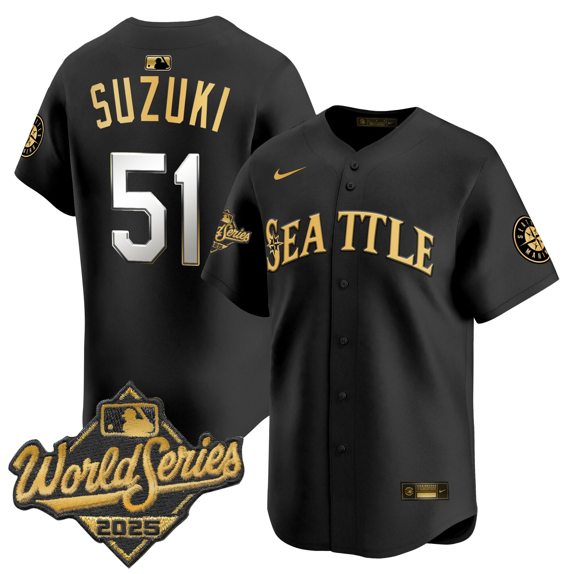 Men's Seattle Mariners 2025 World Series Vapor Premier Limited Jersey - All Stitched - Image 13