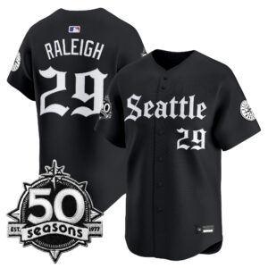Men's Seattle Mariners 50 Seasons Patch Vapor Premier Limited Jersey - Gothic Edition - All Stitched
