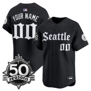 Seattle Mariners 50 Seasons Patch Vapor Premier Limited Custom Jersey - Gothic Edition - All Stitched