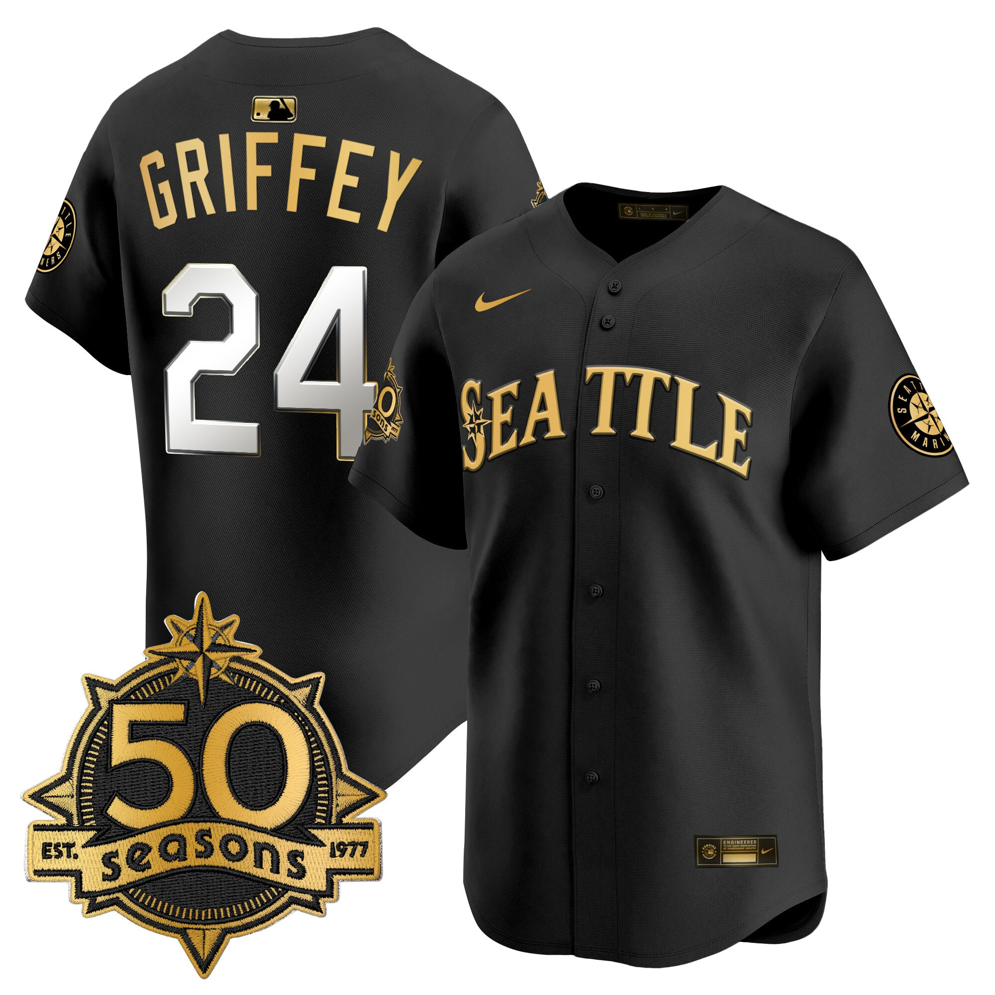 Men's Seattle Mariners 50 Seasons Patch Vapor Premier Limited Jersey - All Stitched - Image 15