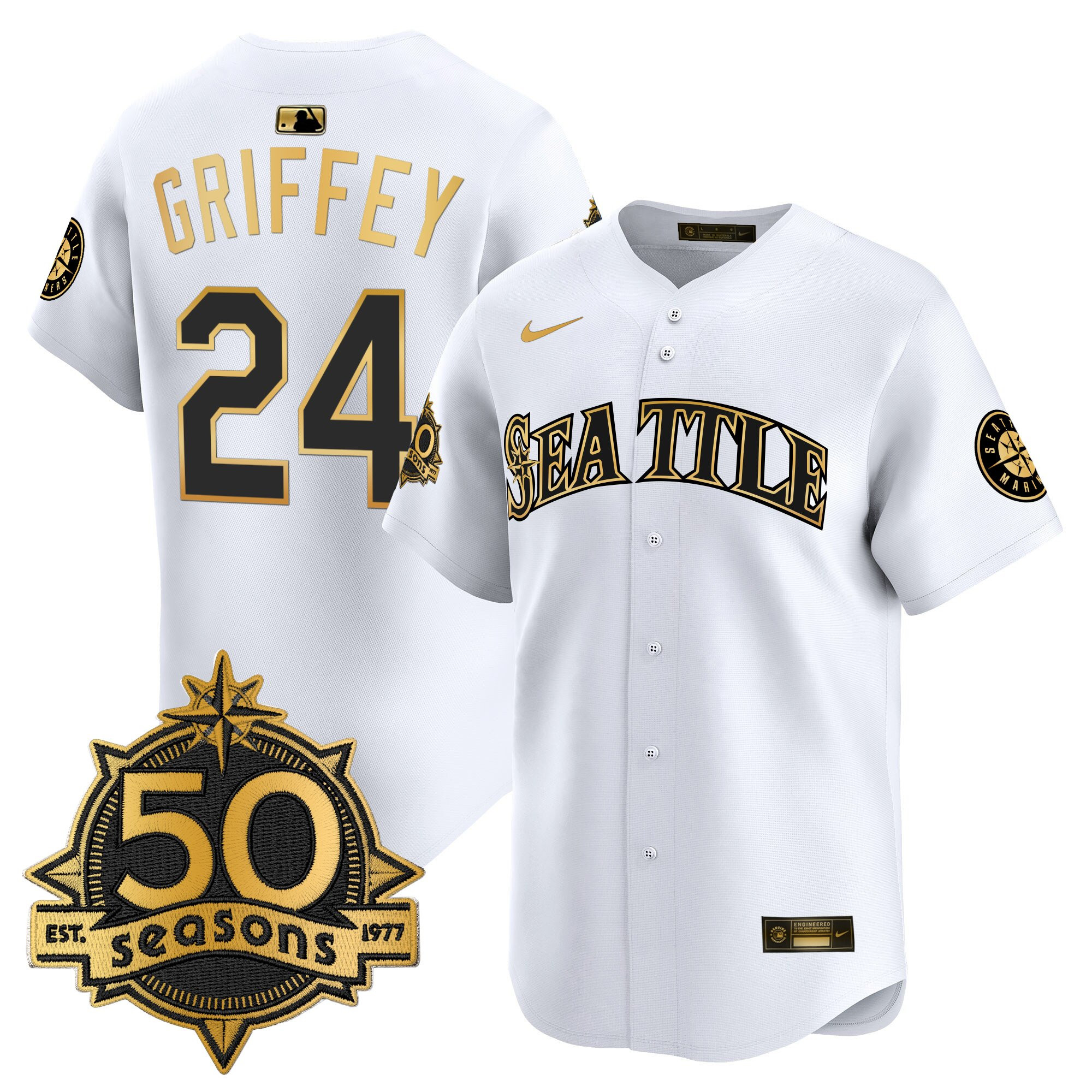 Men's Seattle Mariners 50 Seasons Patch Vapor Premier Limited Jersey - All Stitched - Image 6