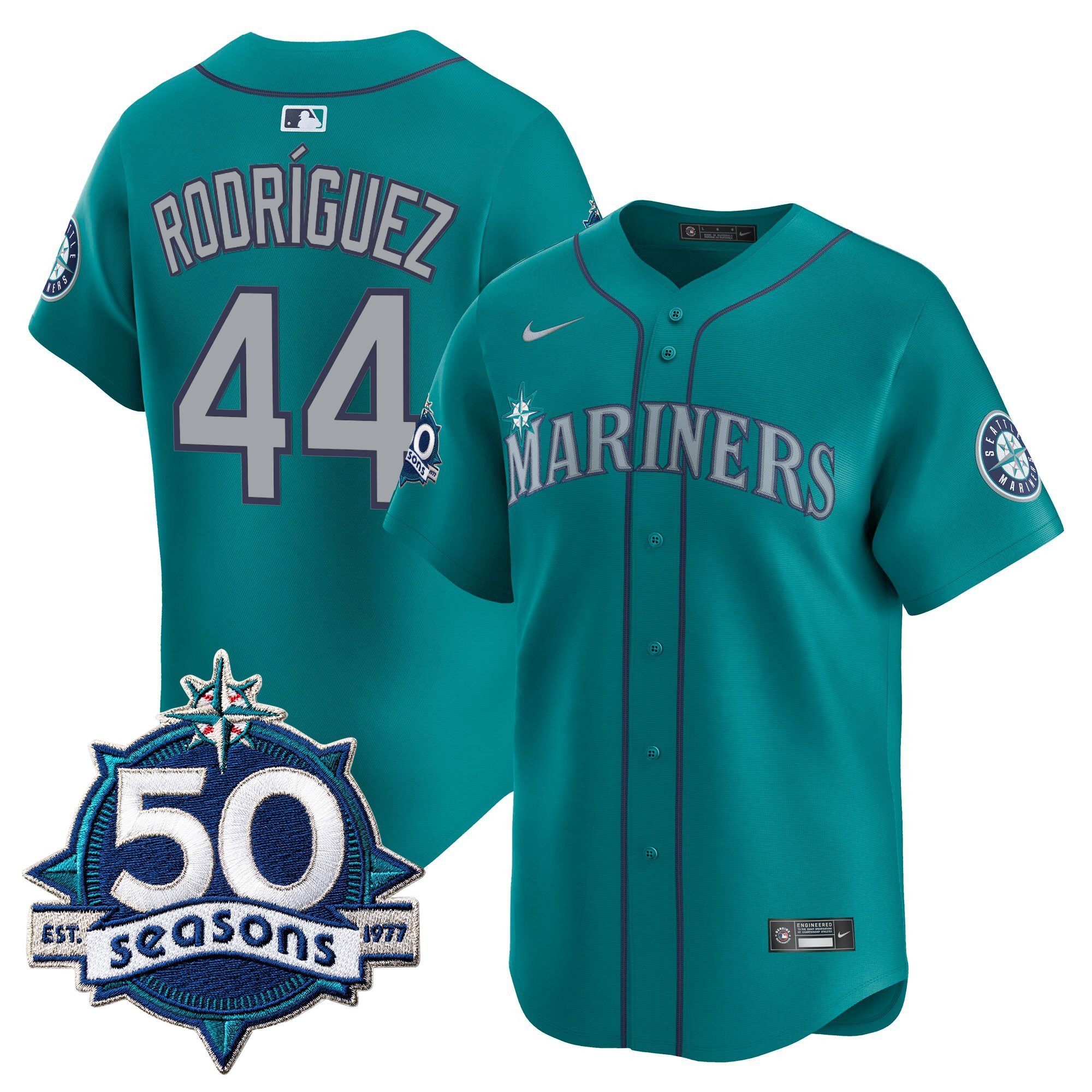 Men's Seattle Mariners 50 Seasons Patch Vapor Premier Limited Jersey - All Stitched - Image 30