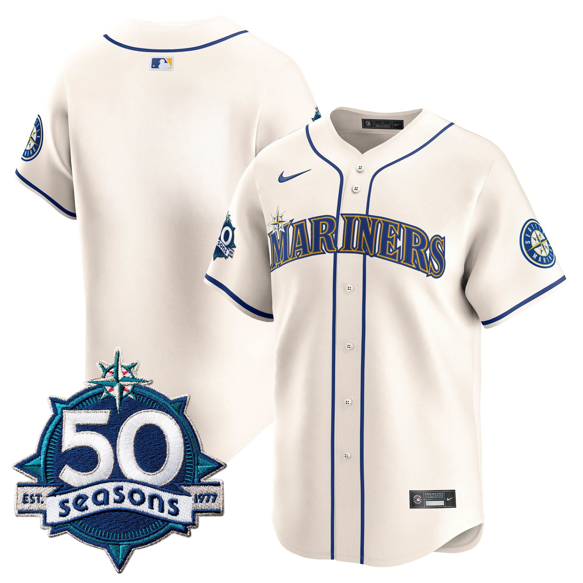 Men's Seattle Mariners 50 Seasons Patch Vapor Premier Limited Jersey - All Stitched - Image 27